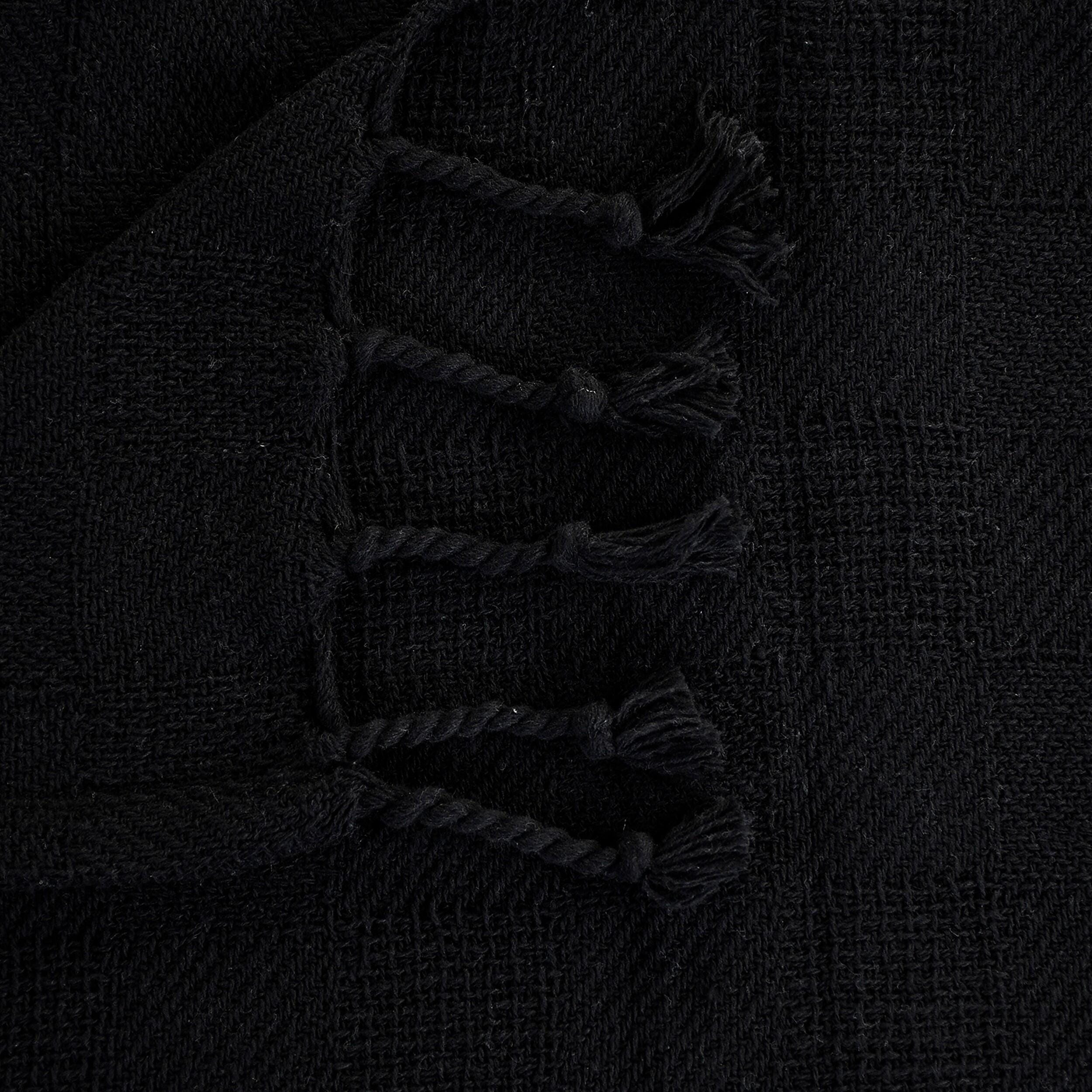 Heather Solid Throw Blanket, Black, large