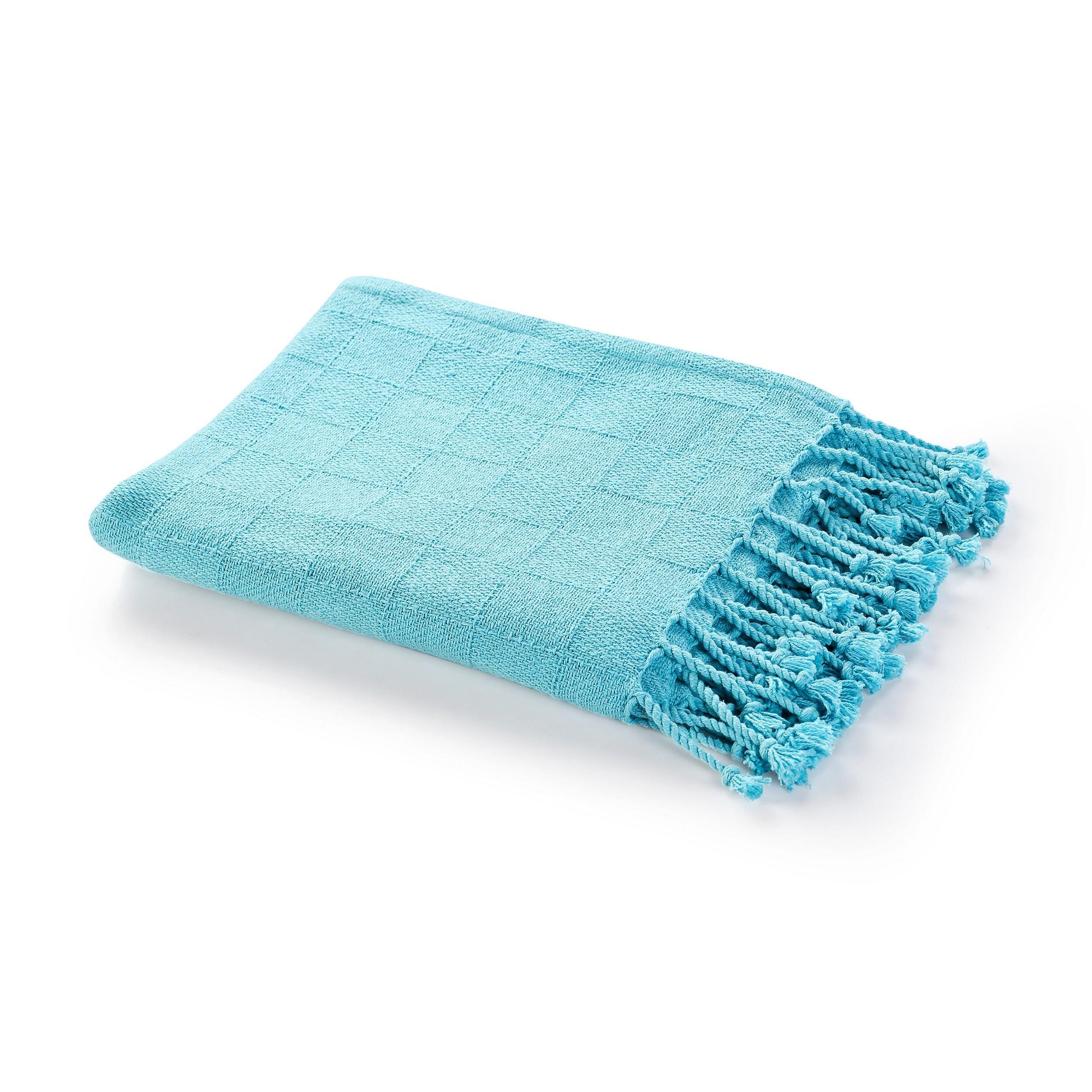 Heather Solid Throw Blanket, Aqua Blue, large