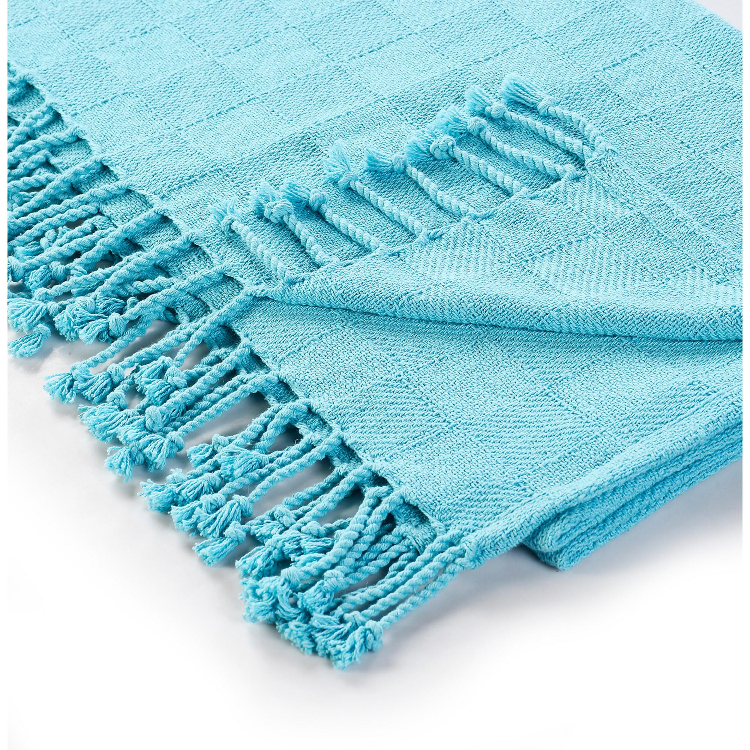 Heather Solid Throw Blanket, Aqua Blue, large