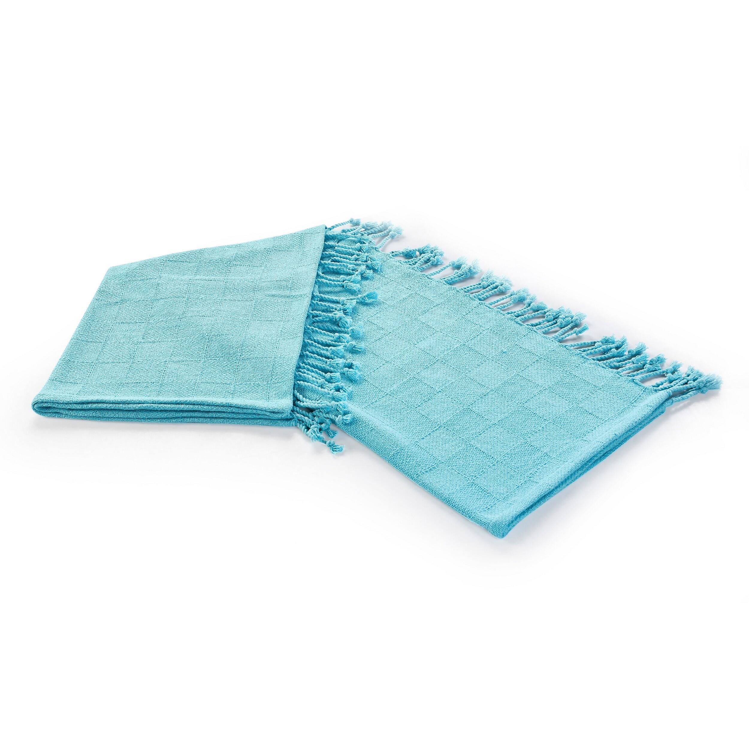 Heather Solid Throw Blanket, Aqua Blue, large