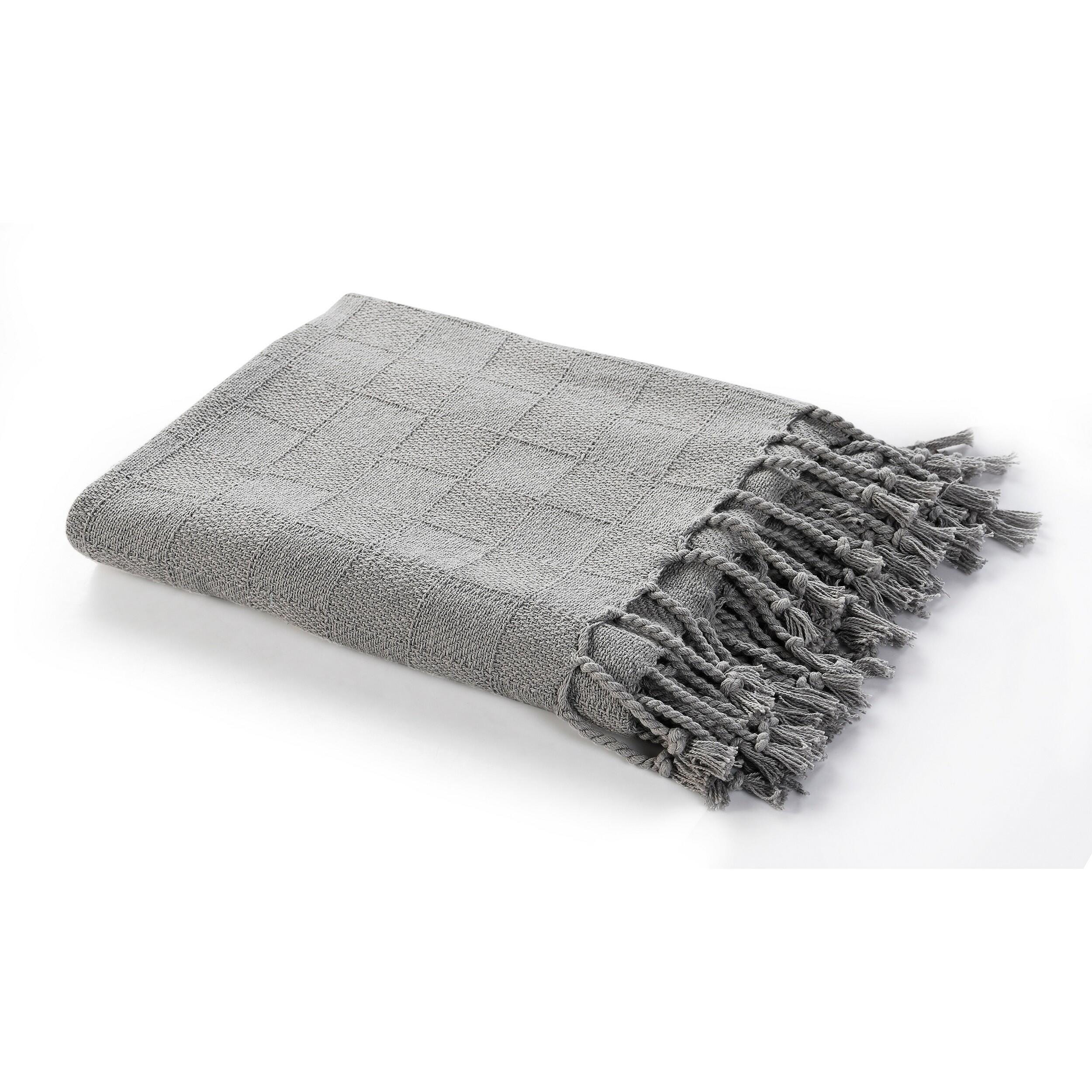 Heather Solid Throw Blanket, Gray, large