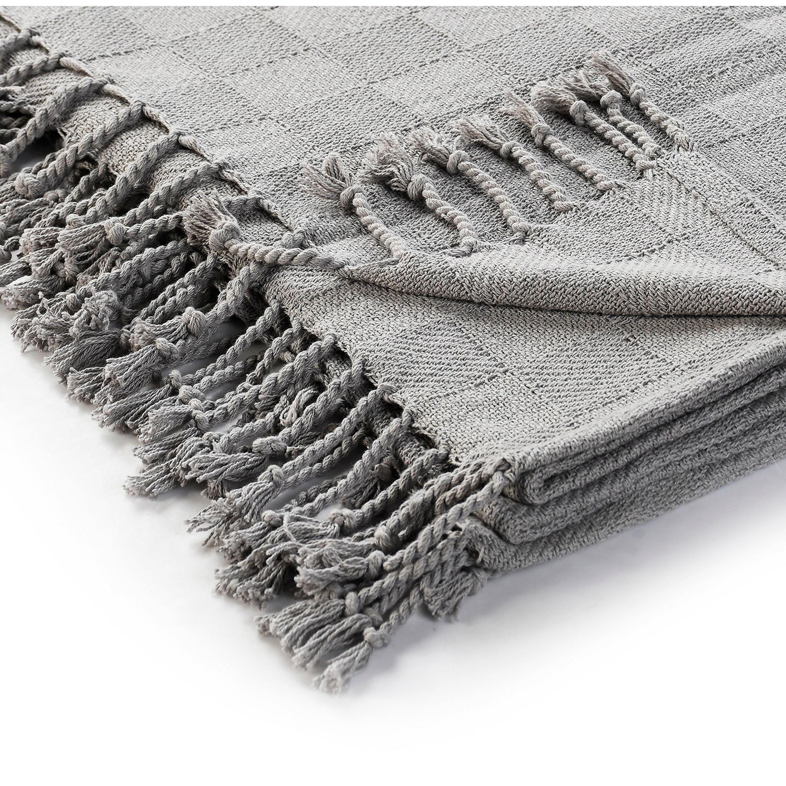 Heather Solid Throw Blanket, Gray, large