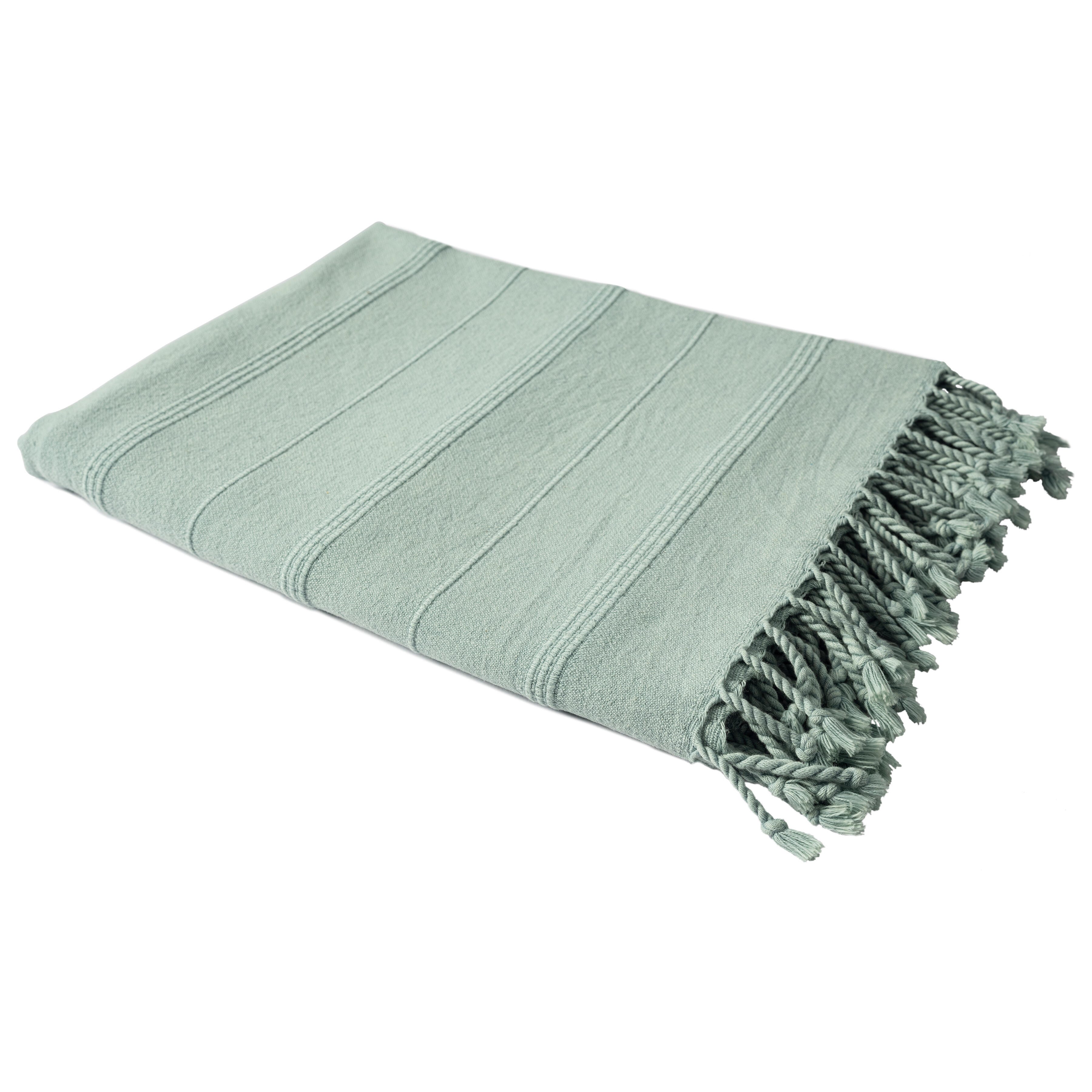 Silas Striped Throw Blanket, Green, large