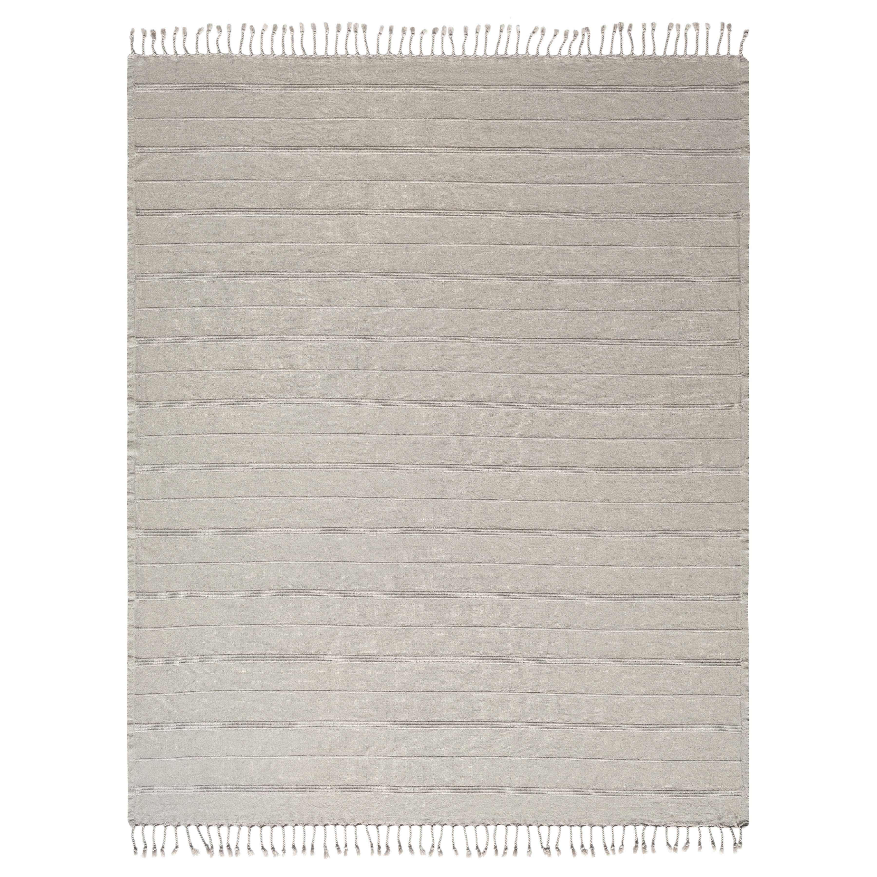 Silas Striped Throw Blanket, Beige, large