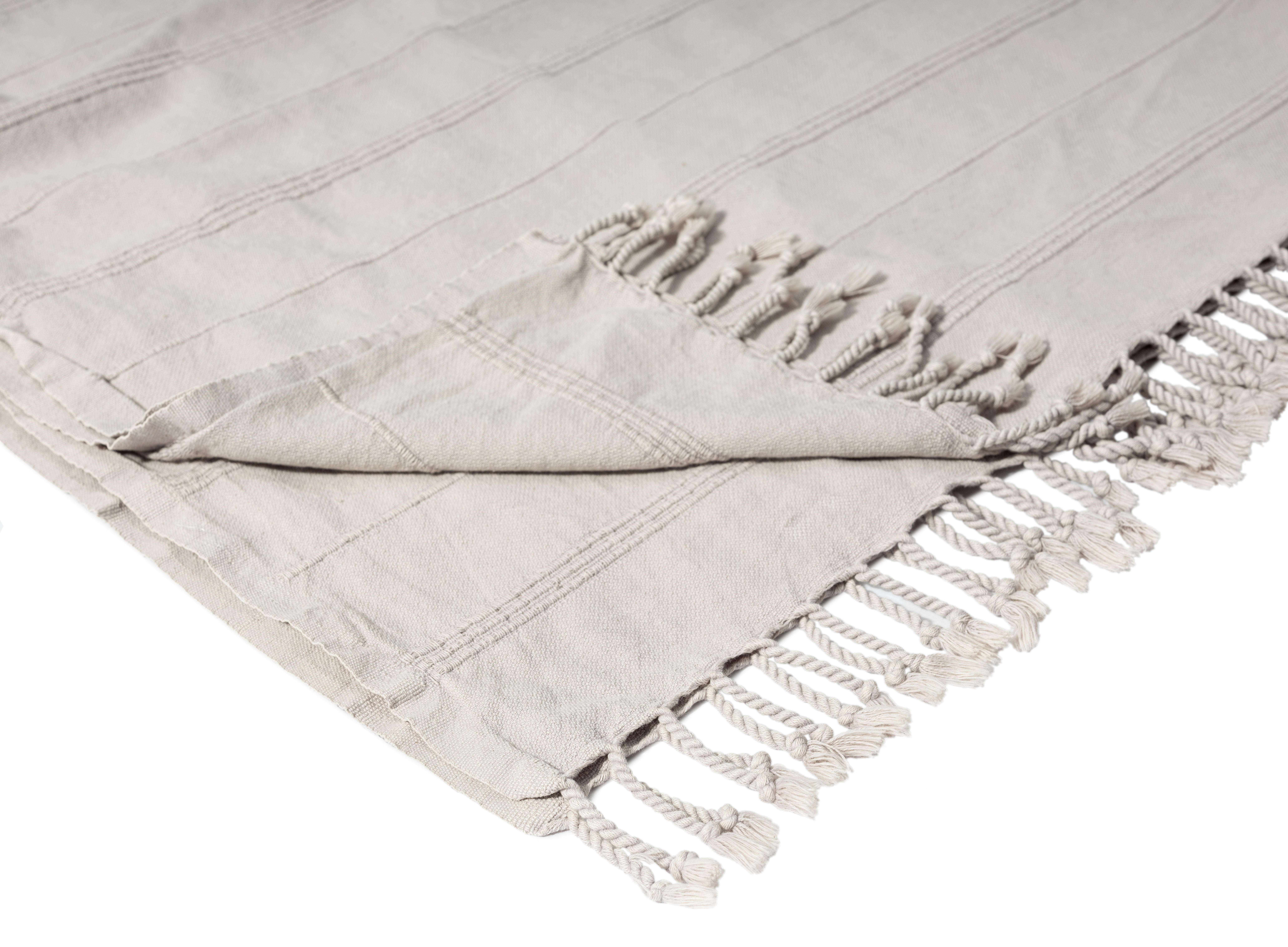 Silas Striped Throw Blanket, Beige, large
