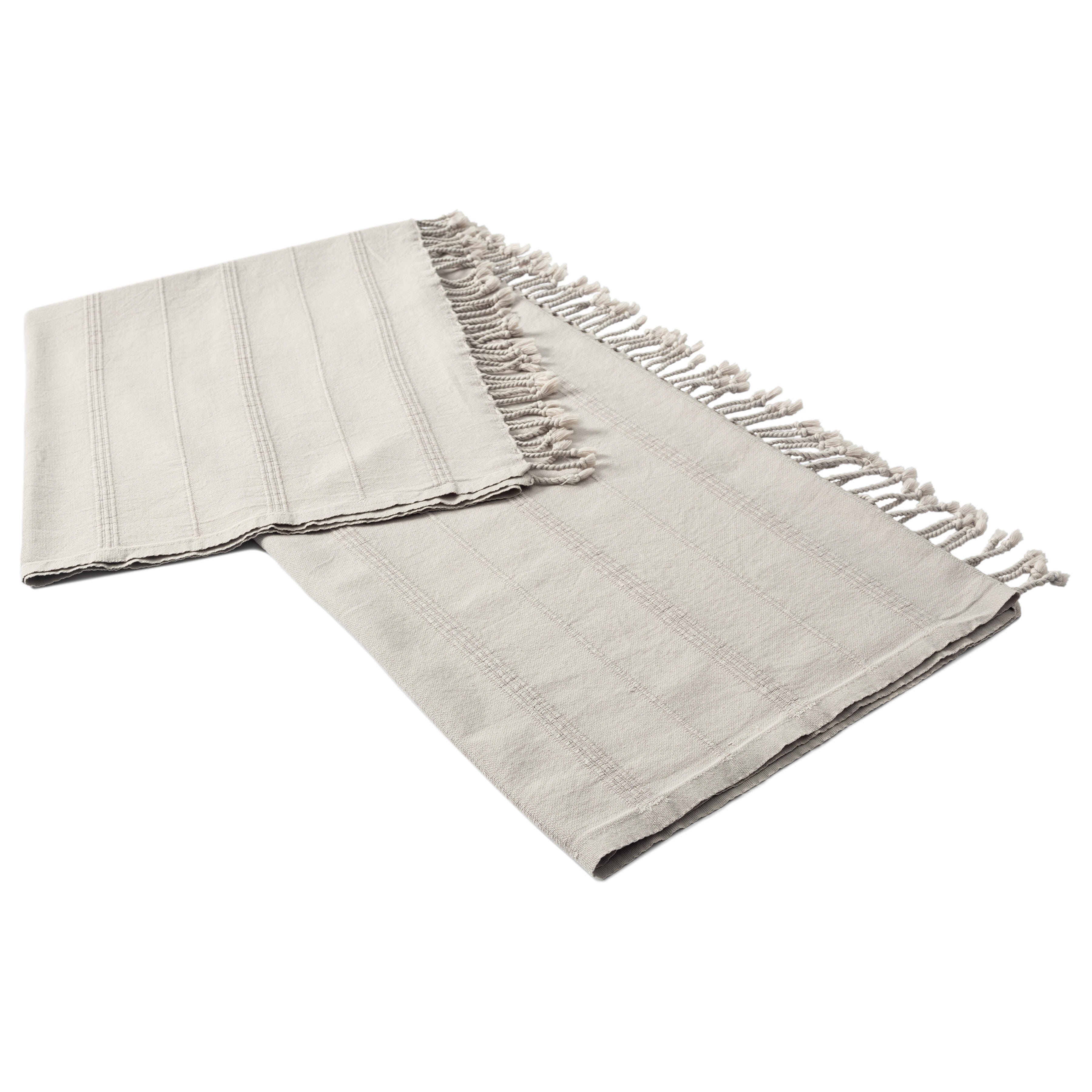 Silas Striped Throw Blanket, Beige, large