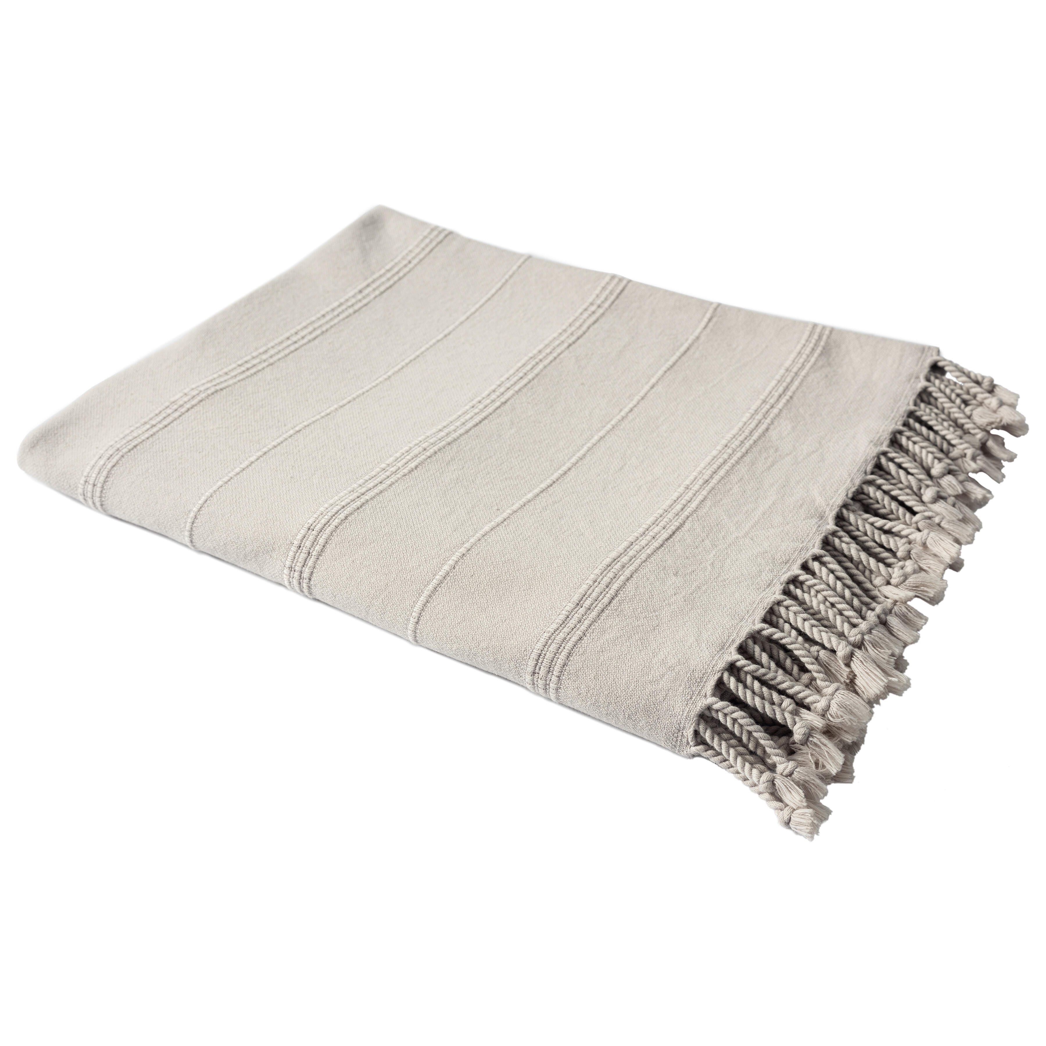 Silas Striped Throw Blanket, Beige, large