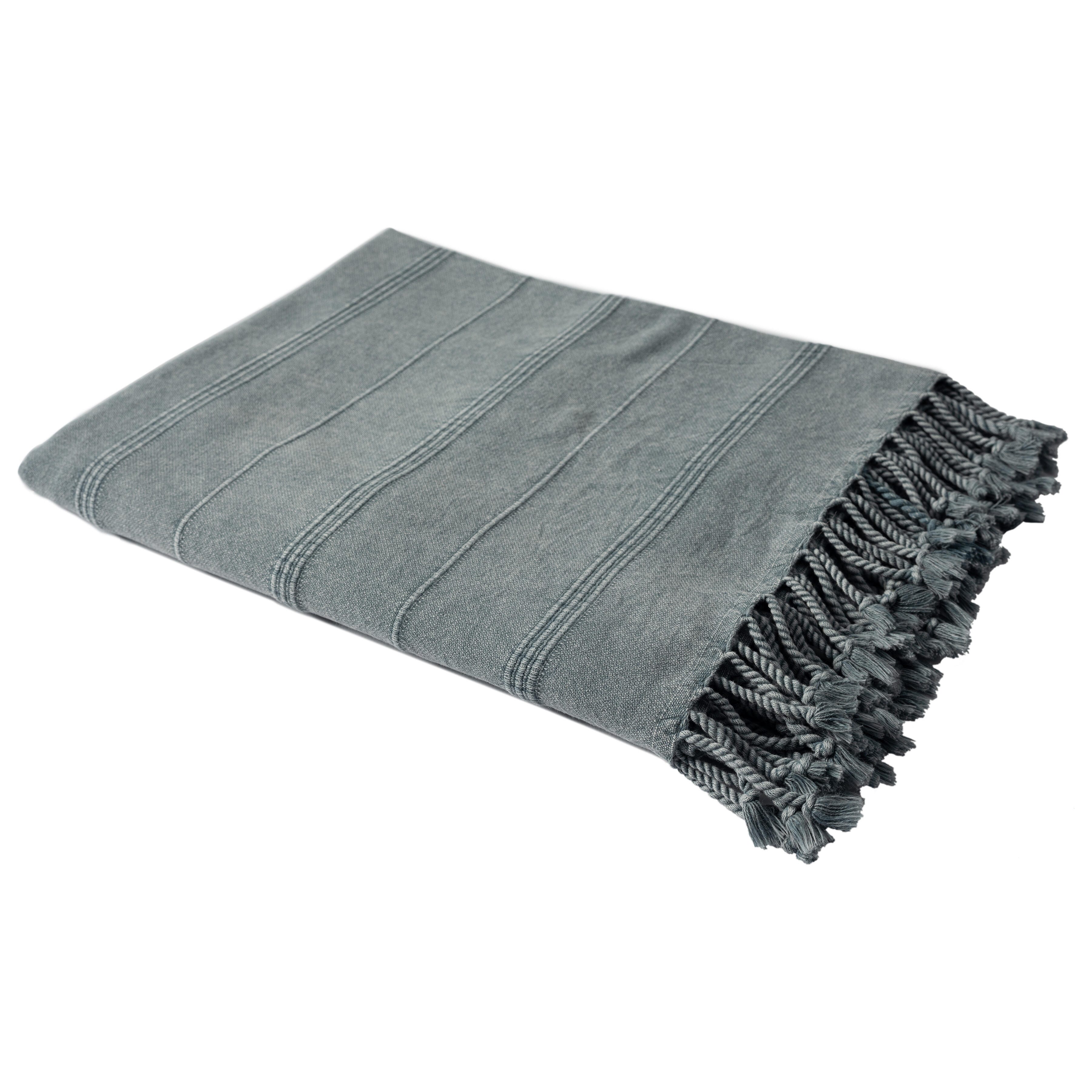 Silas Striped Throw Blanket, Gray, large