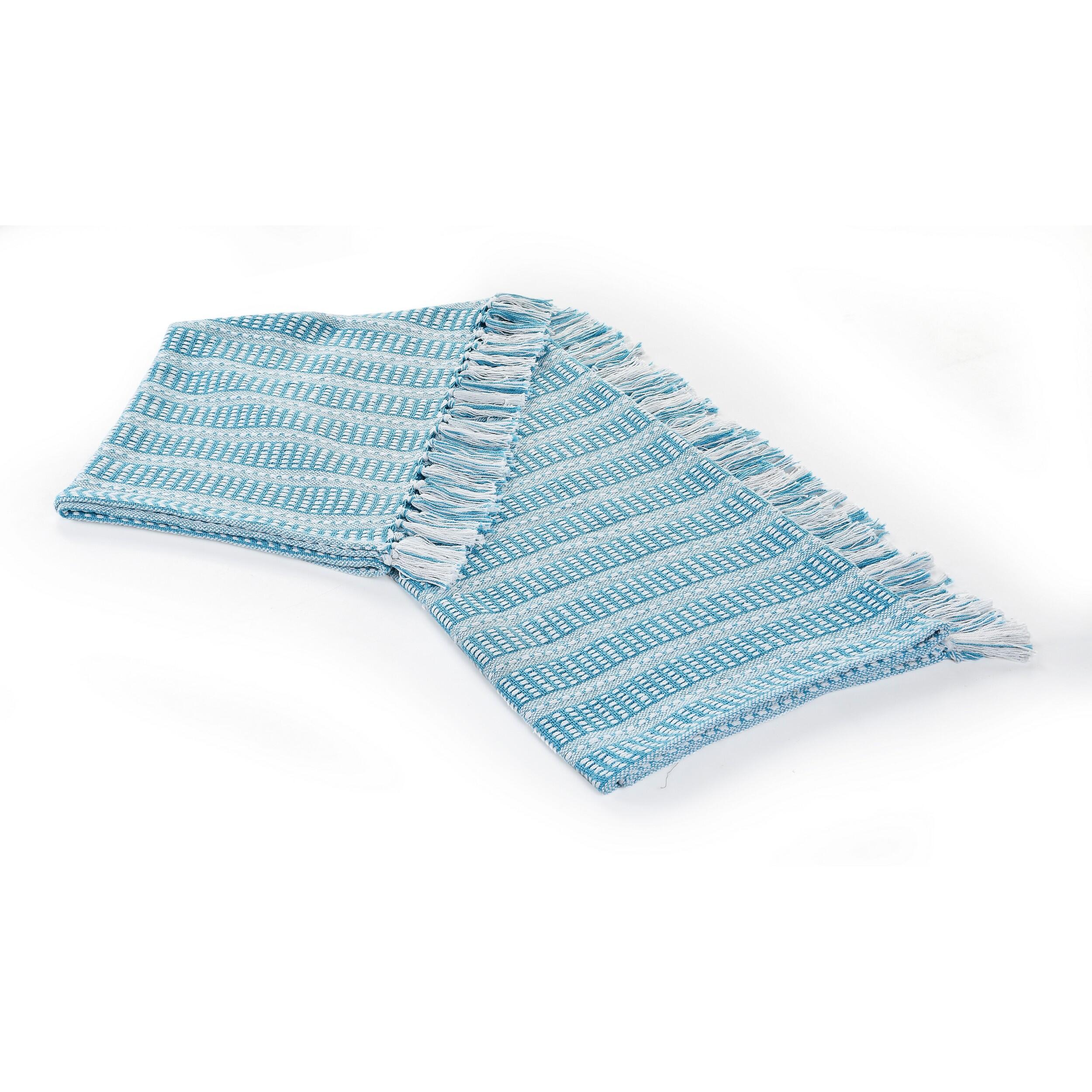 Ridgeline Striped Throw Blanket, Cyan Blue, large