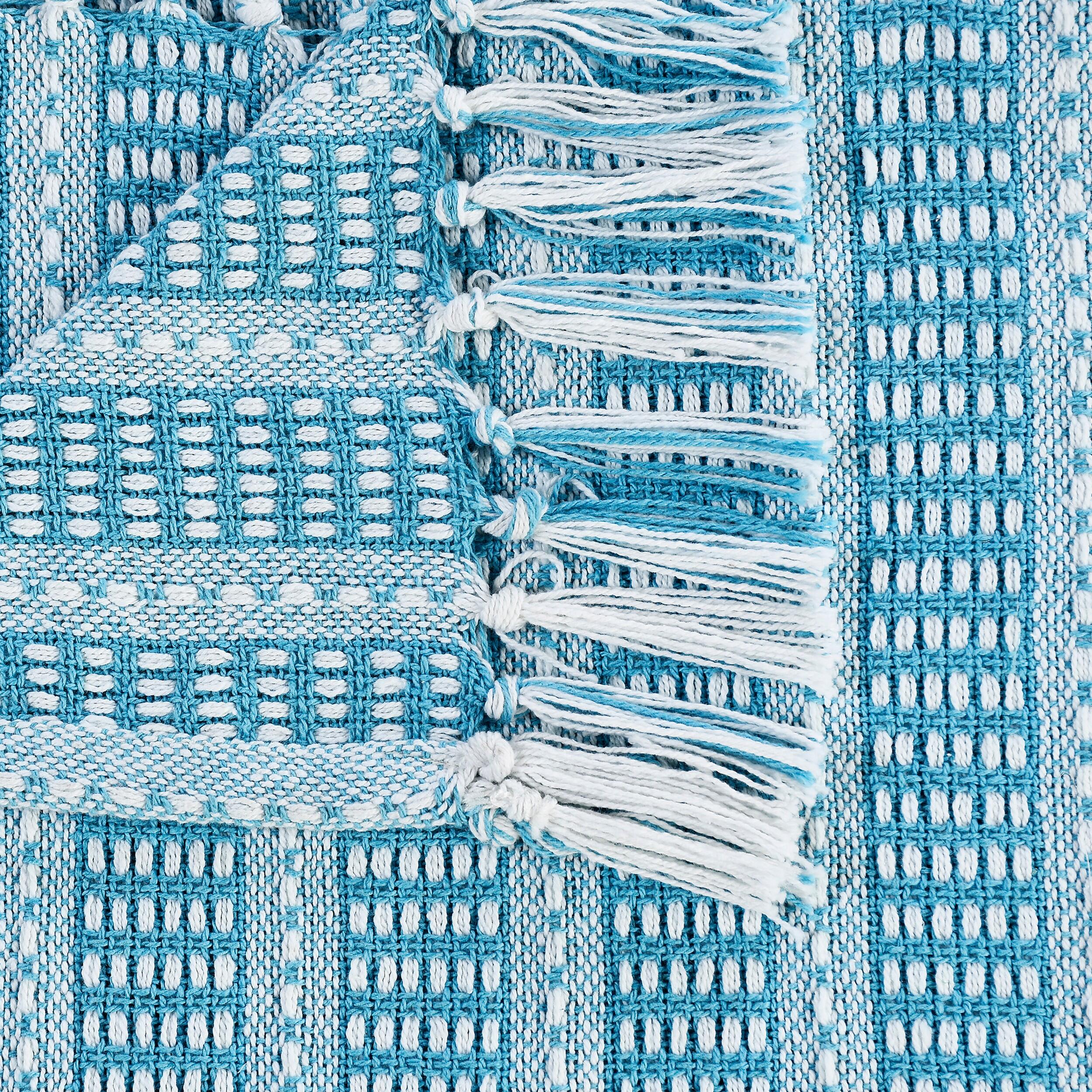 Ridgeline Striped Throw Blanket, Cyan Blue, large