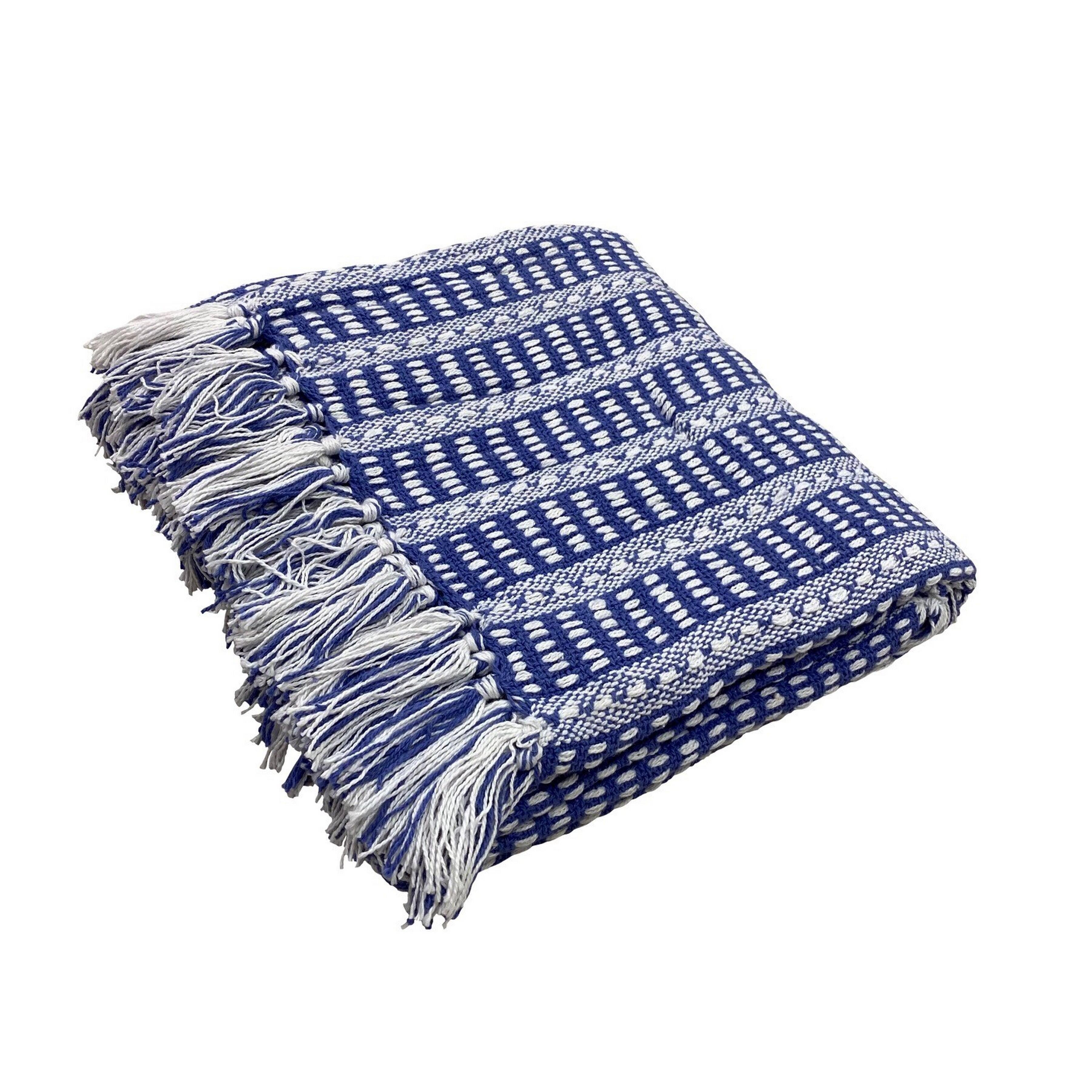 Ridgeline Striped Throw Blanket, Blue, large