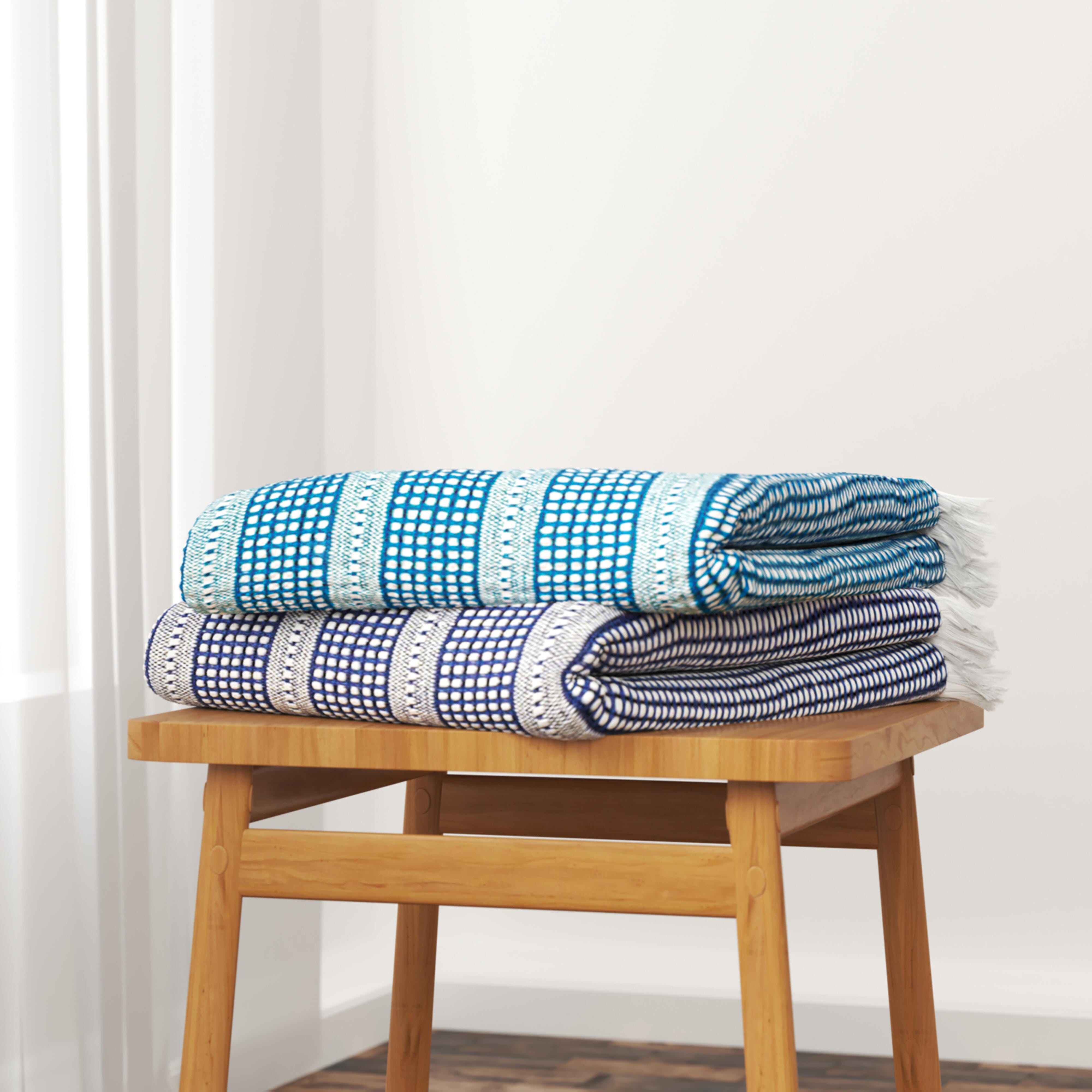 Ridgeline Striped Throw Blanket, Blue, large