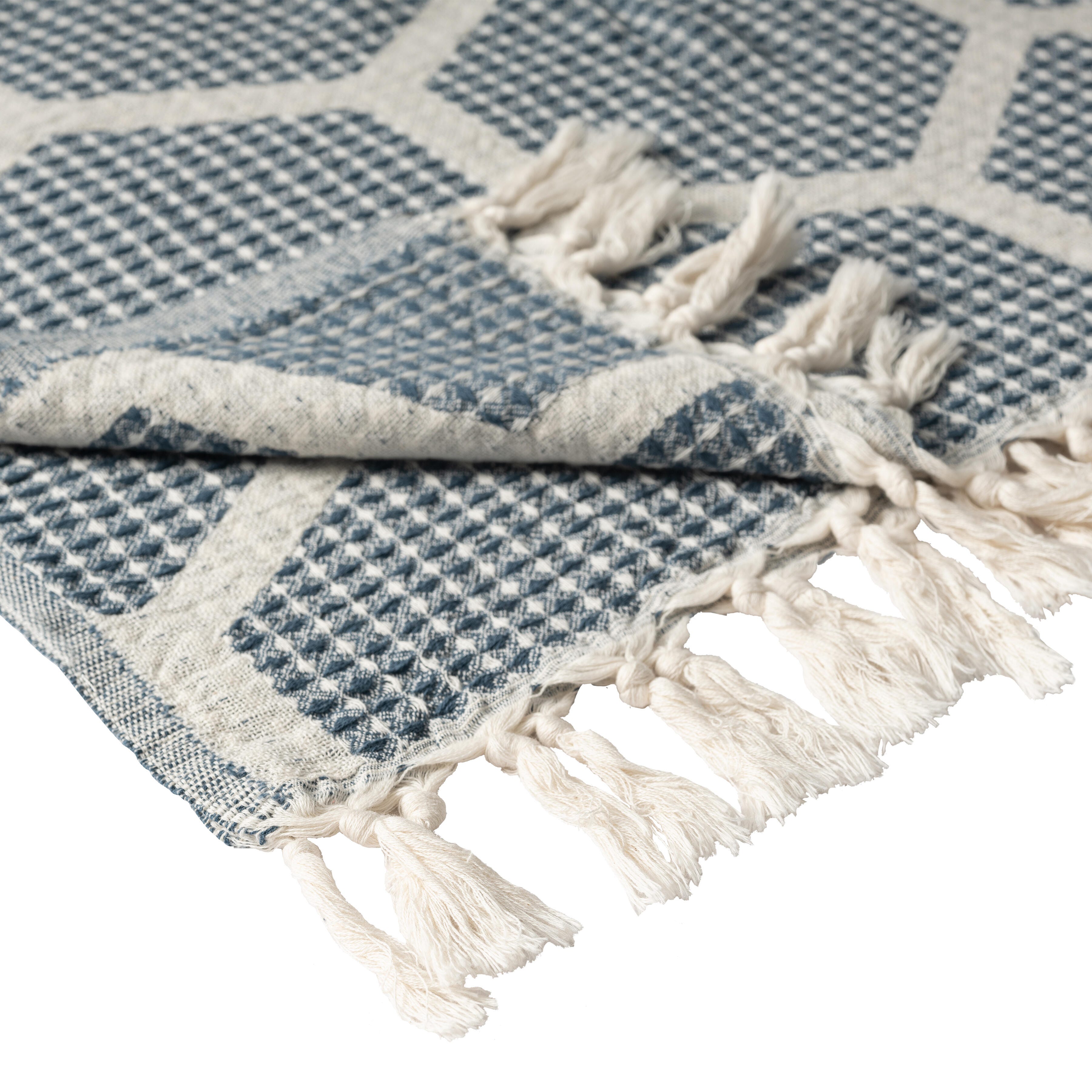 Avery Geometric Throw Blanket, Blue, large