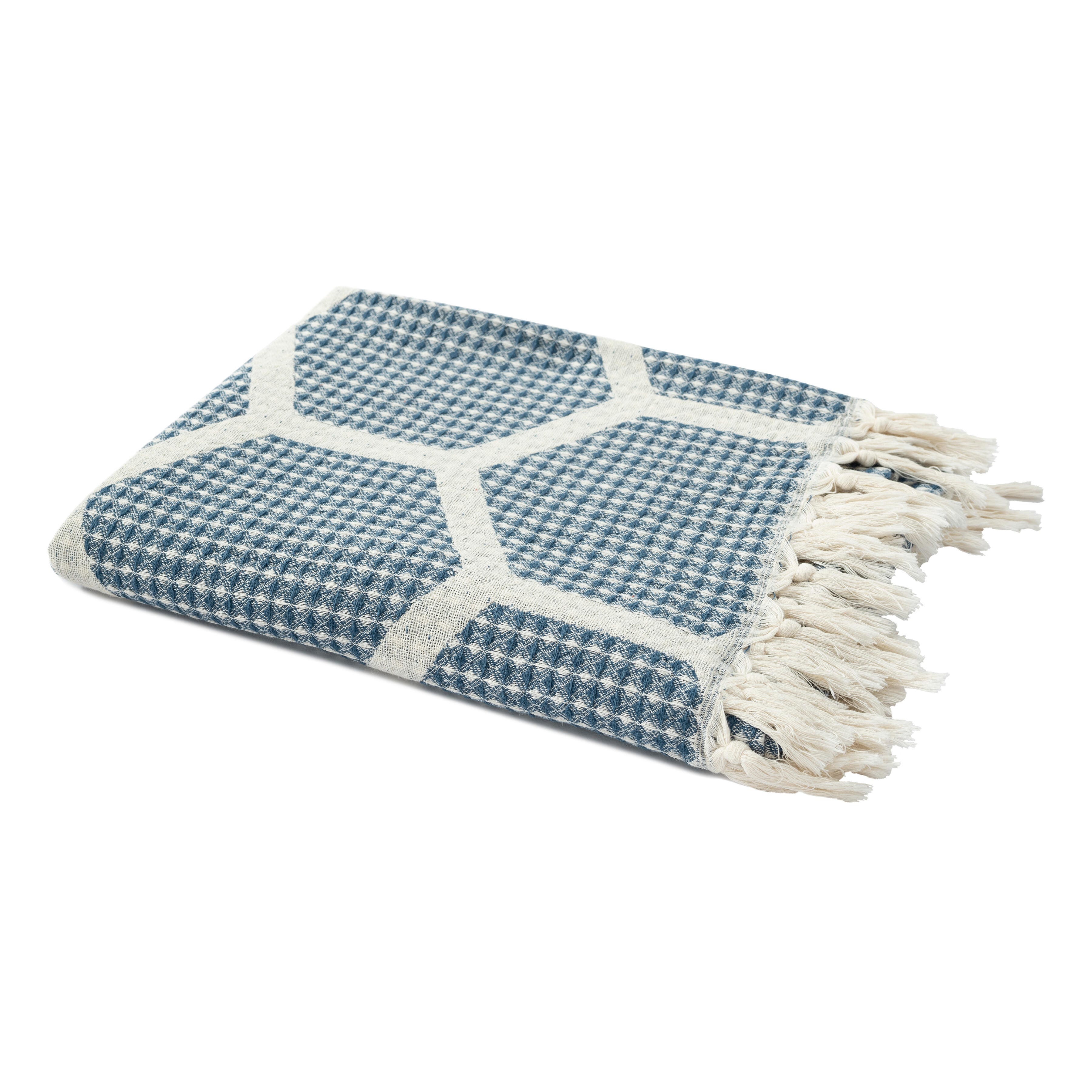 Avery Geometric Throw Blanket, Blue, large