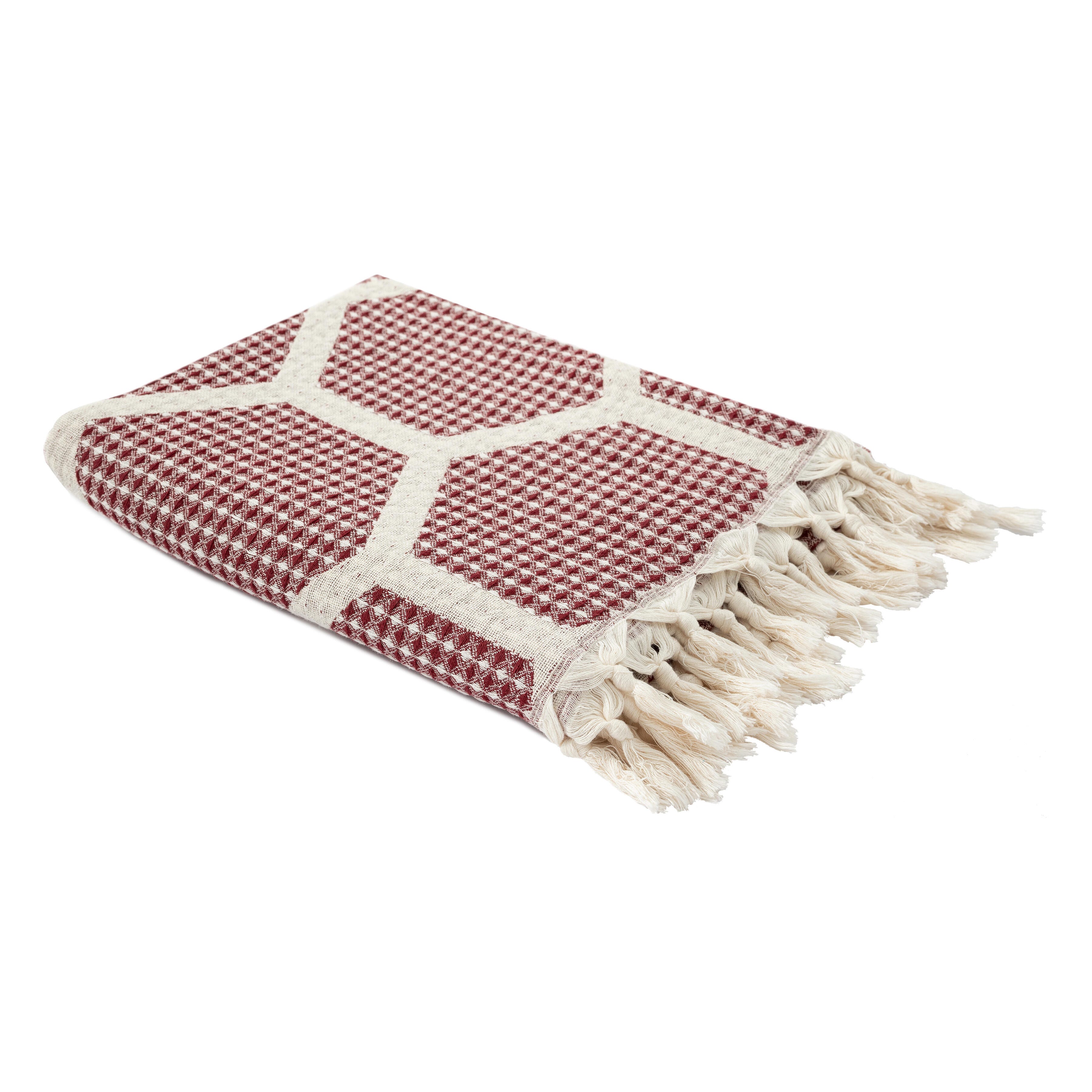 Avery Geometric Throw Blanket, Red, large