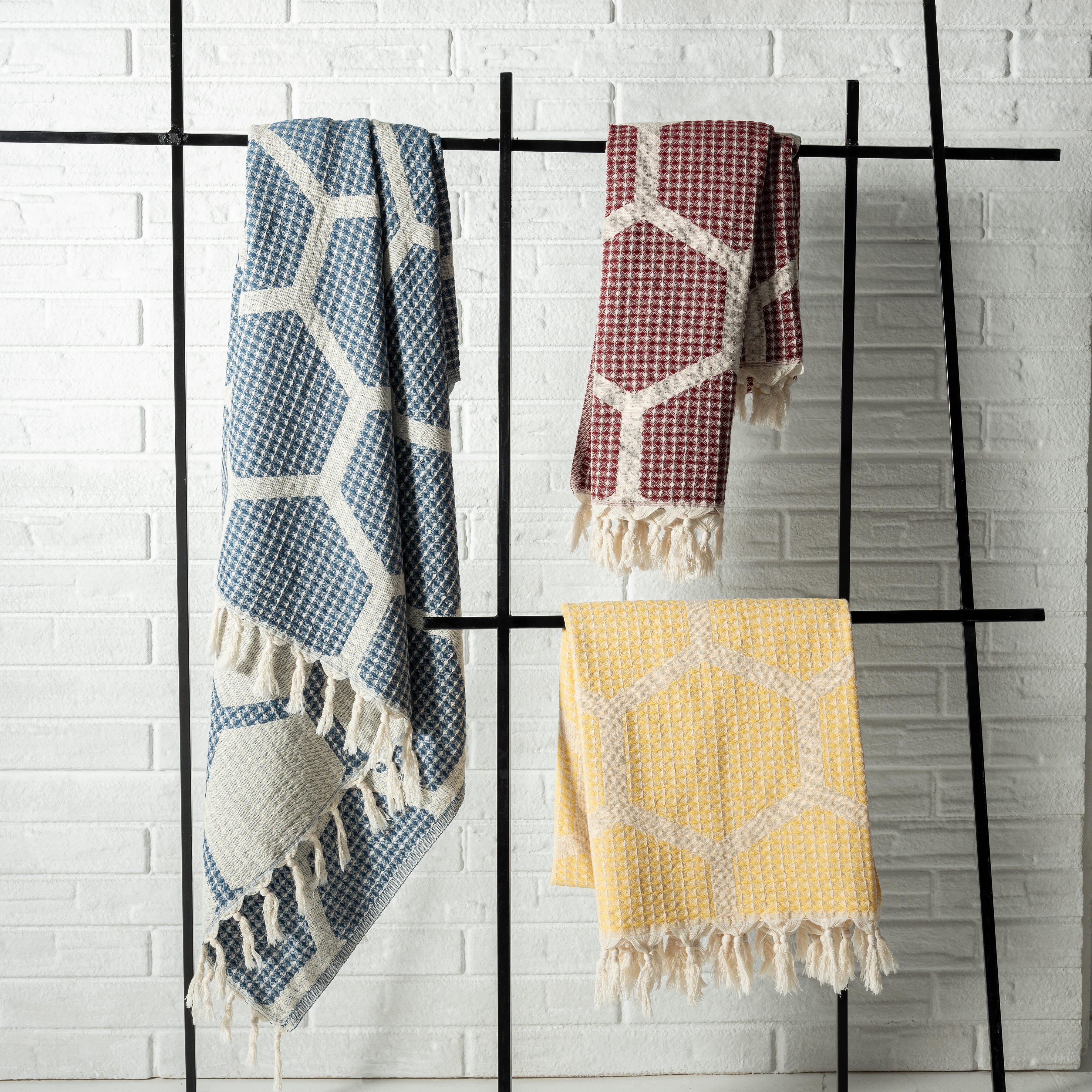 Avery Geometric Throw Blanket, Yellow, large