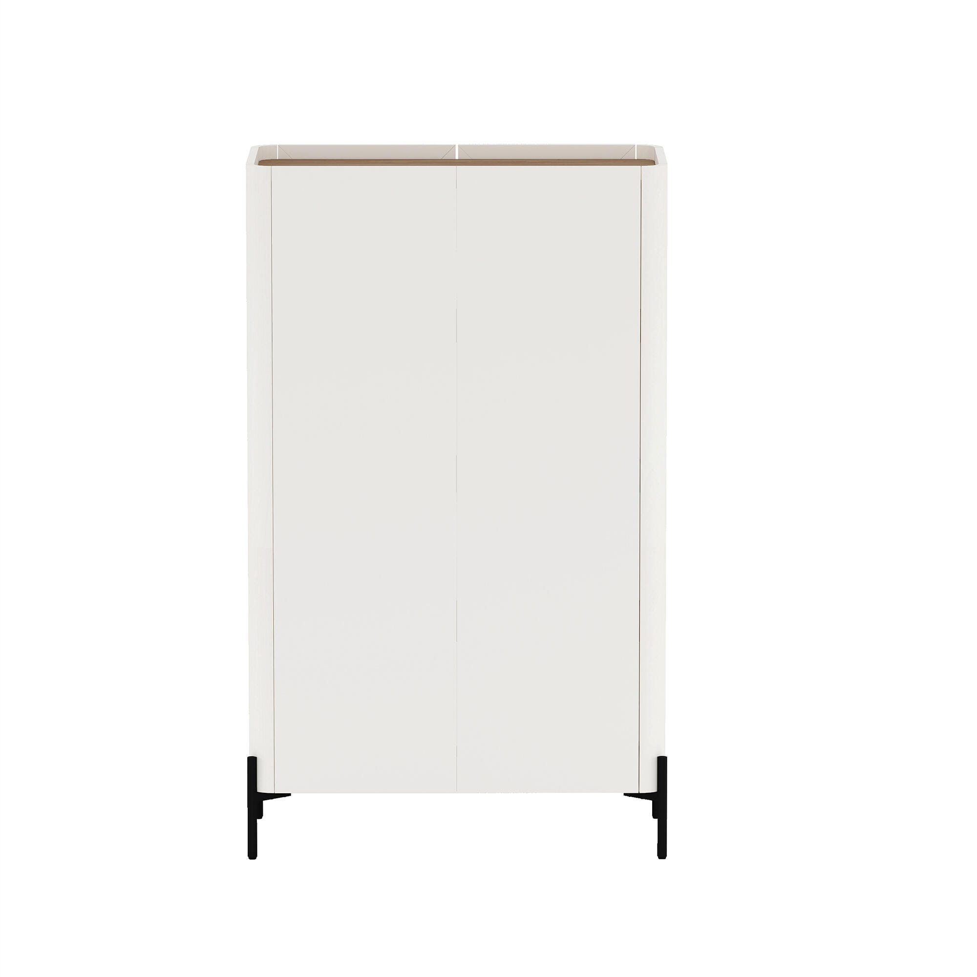 Manhattan Comfort Abbey 32" Ribbed Tempered Glass Door Accent Cabinet, Maple/Off White, large