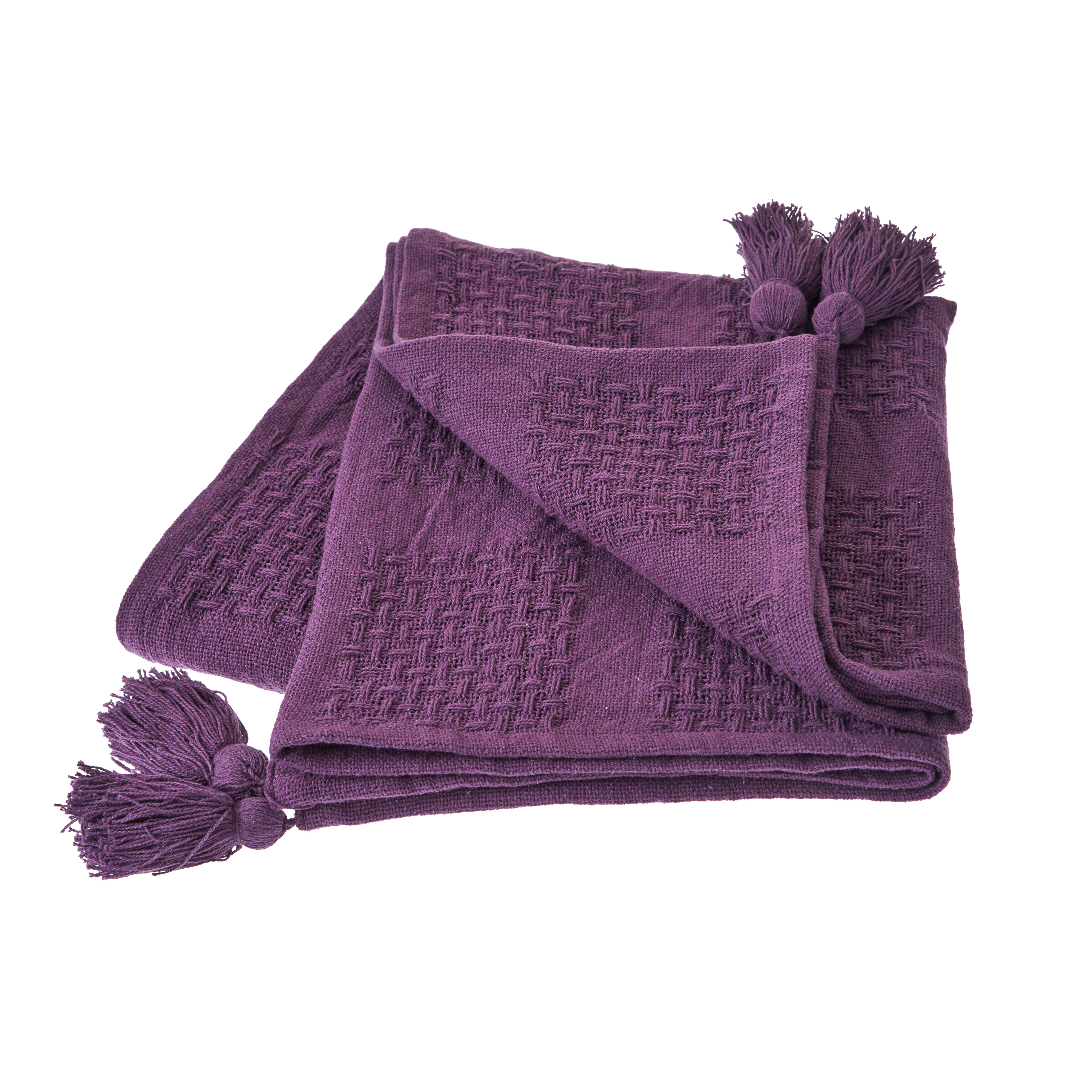 Belgium Basketweave Throw Blanket, Purple, large