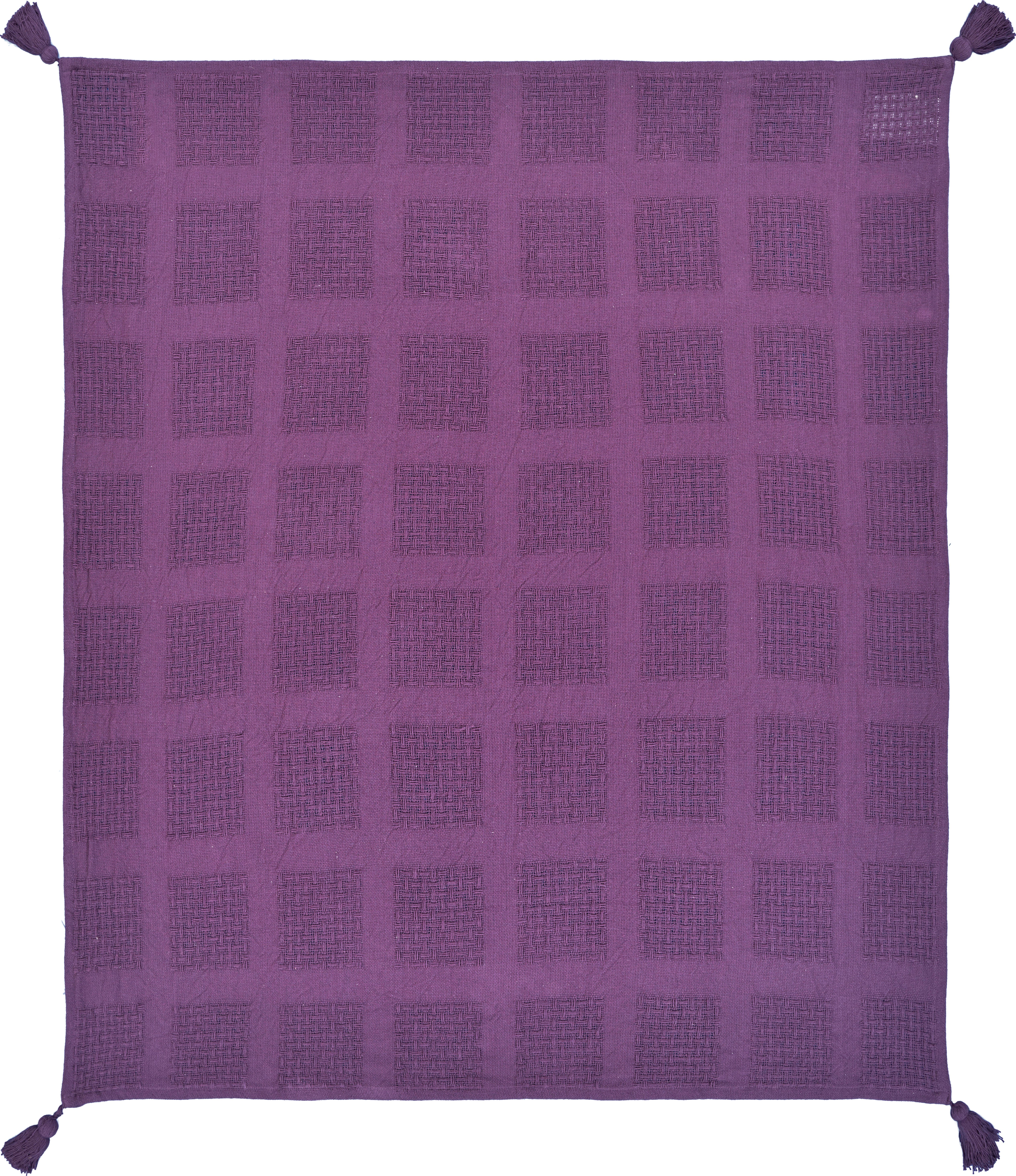 Belgium Basketweave Throw Blanket, Purple, large
