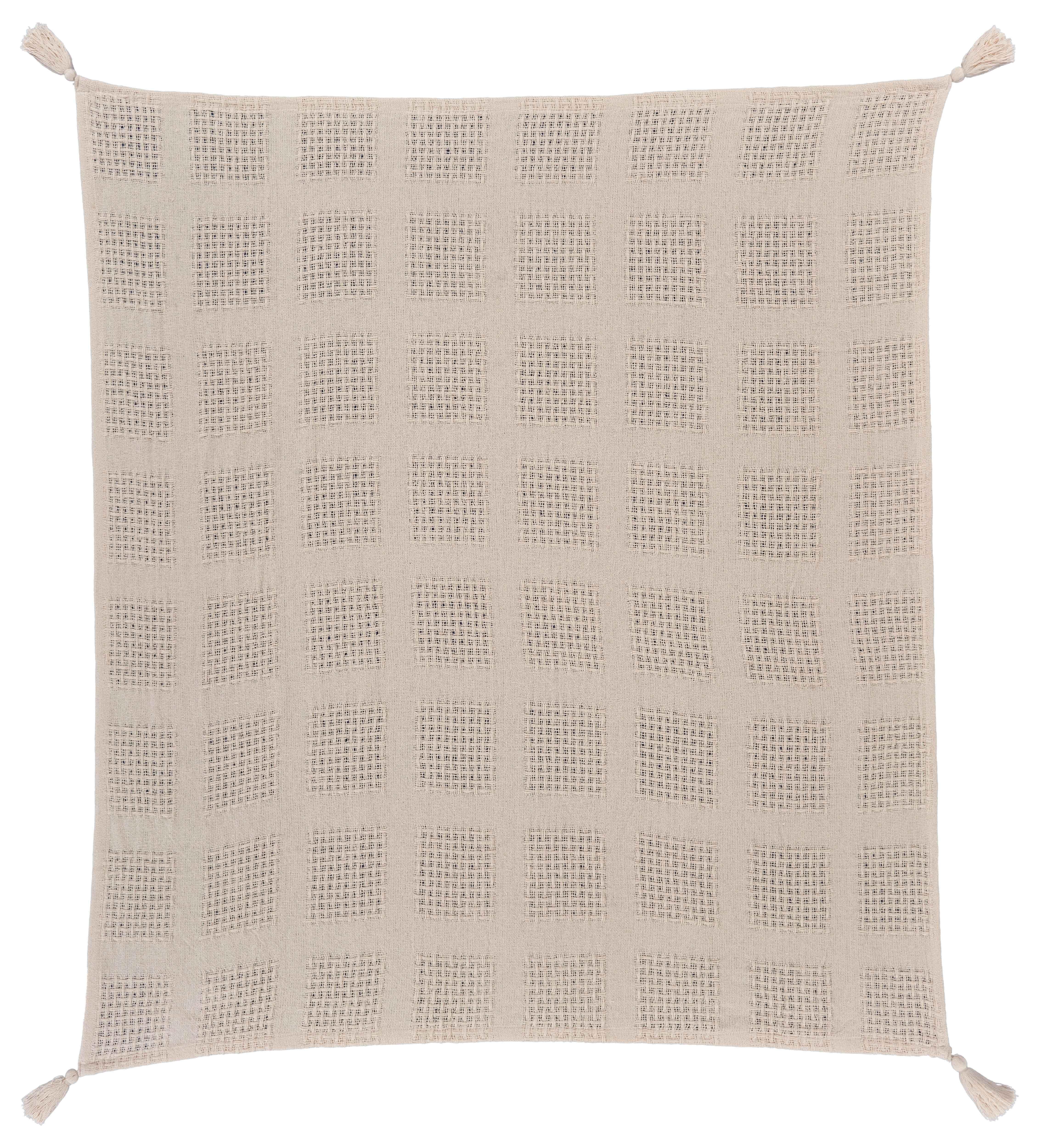 Belgium Basketweave Throw Blanket, Beige, large