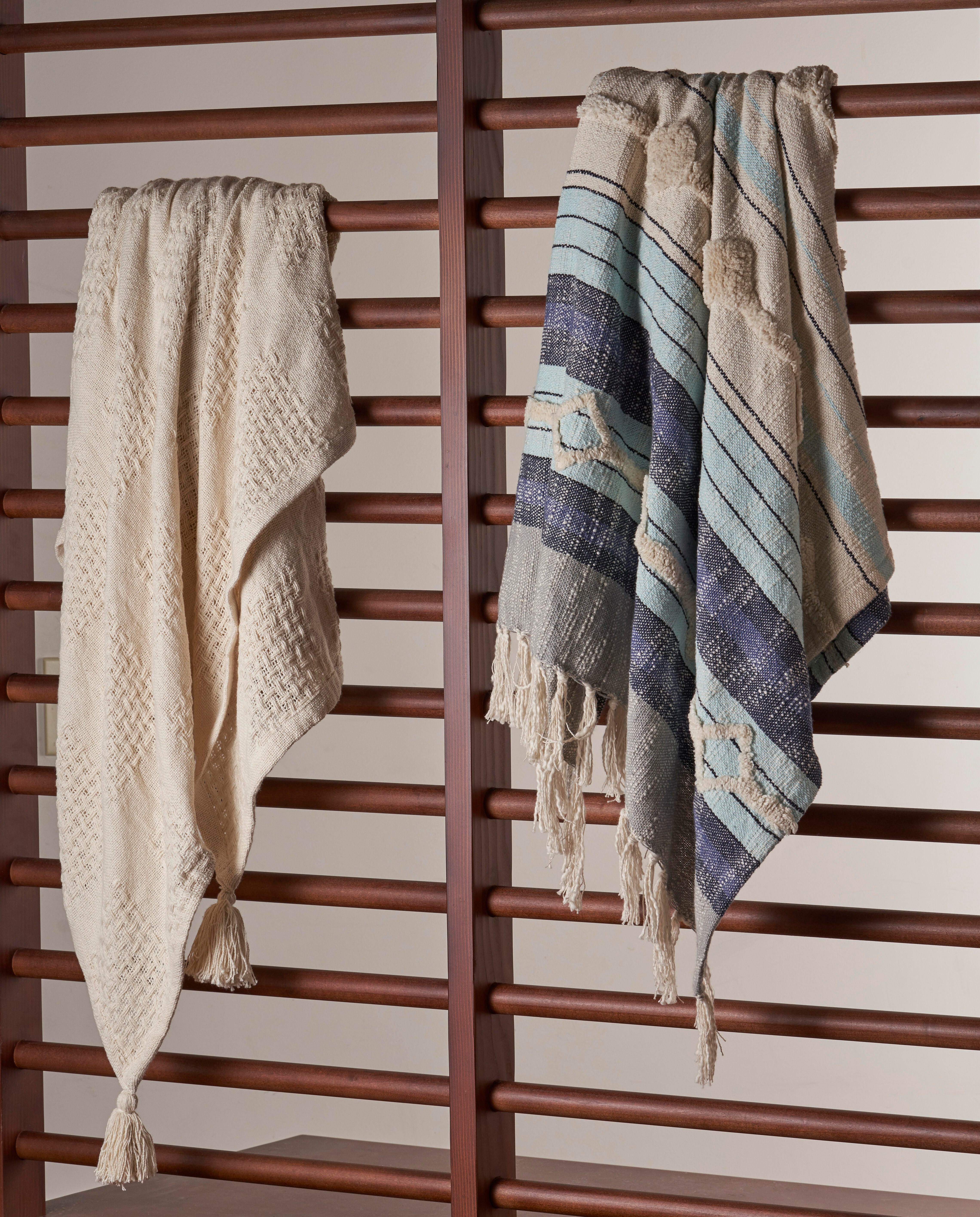 Belgium Basketweave Throw Blanket, Beige, large