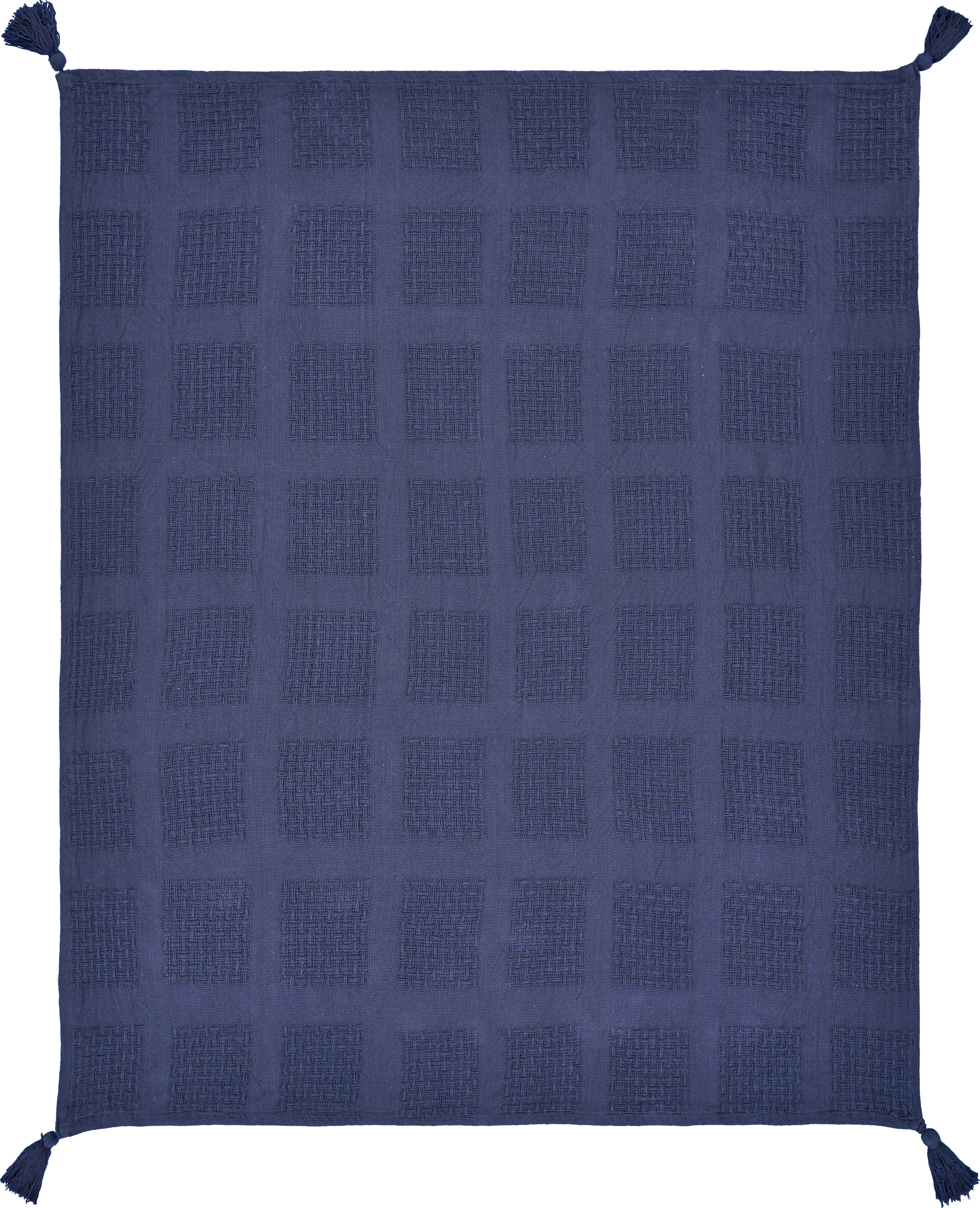 Belgium Basketweave Throw Blanket, Indigo, large