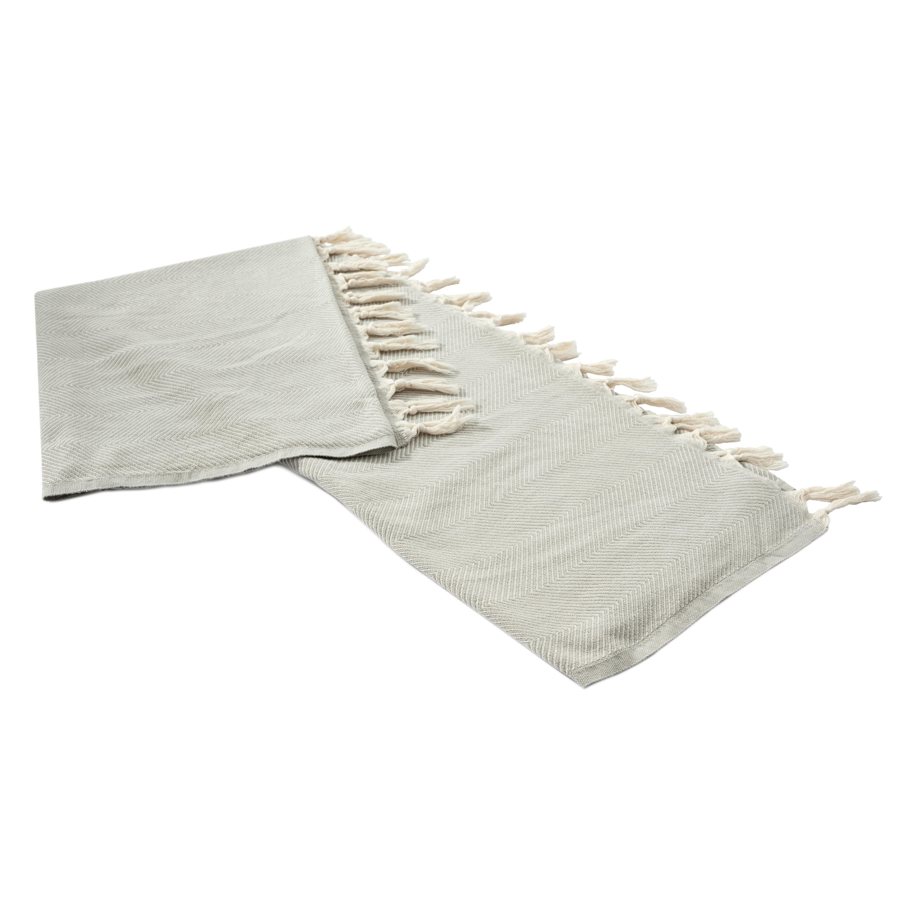 Avery Herringbone Throw Blanket, Gray, large