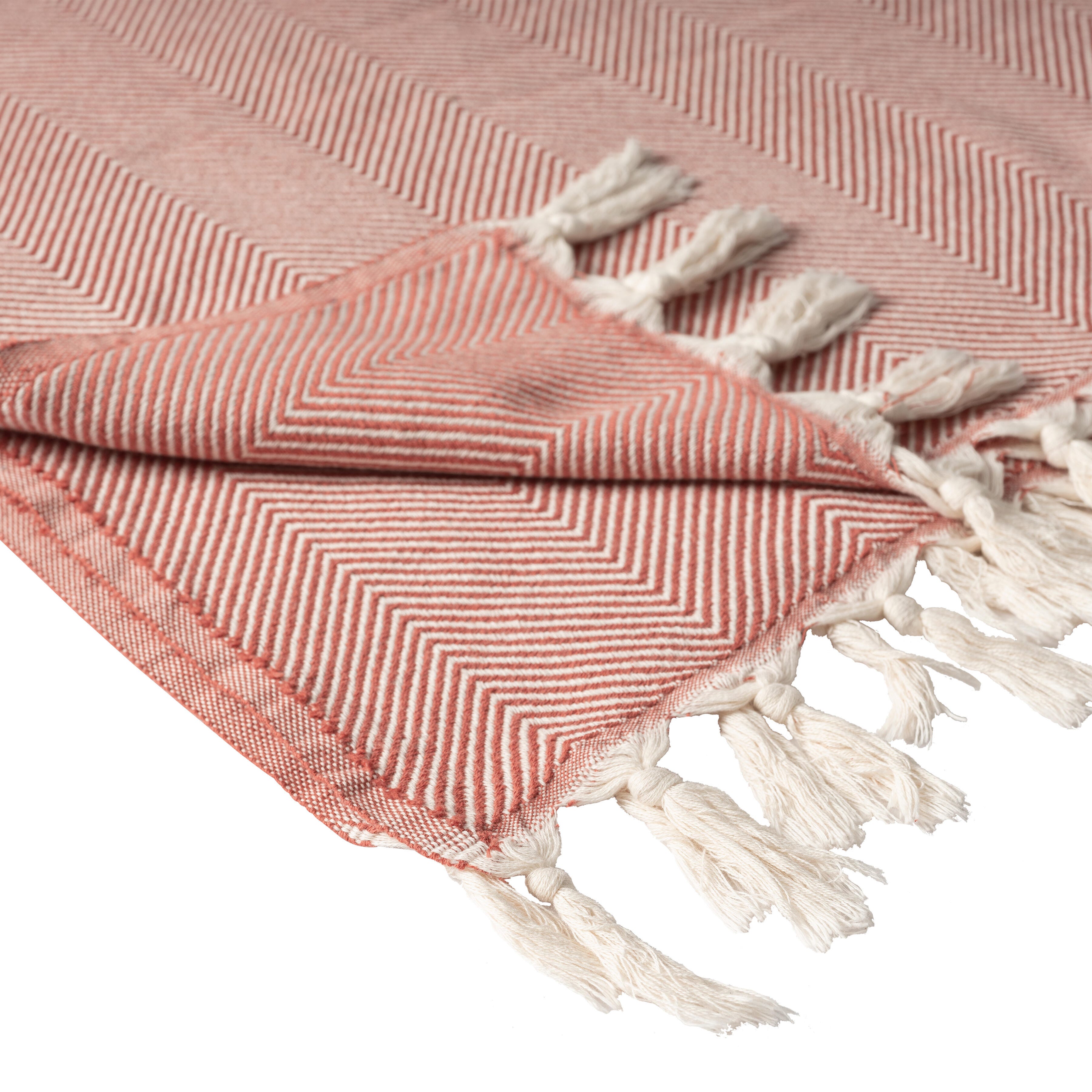 Avery Herringbone Throw Blanket, Orange, large