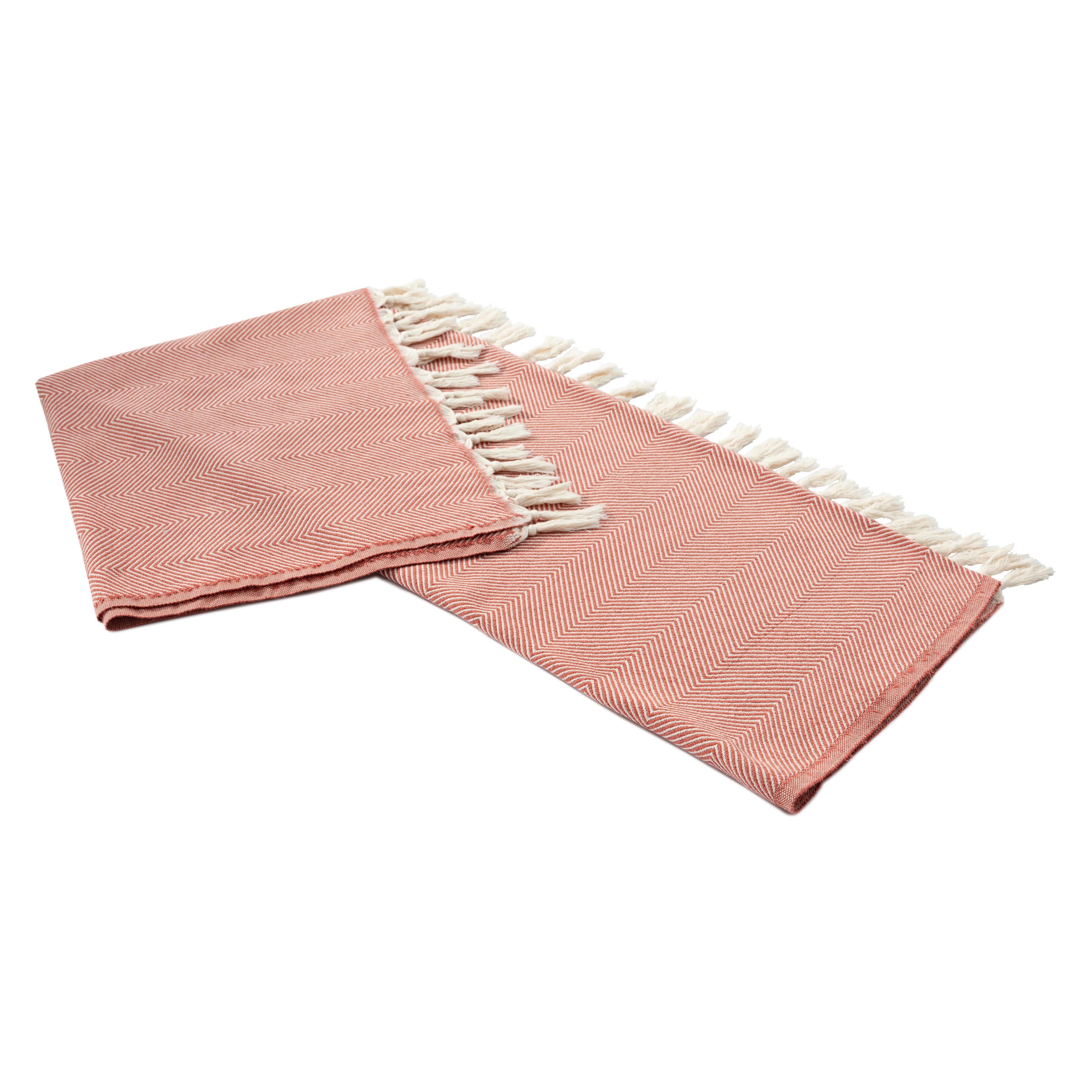 Avery Herringbone Throw Blanket, Orange, large