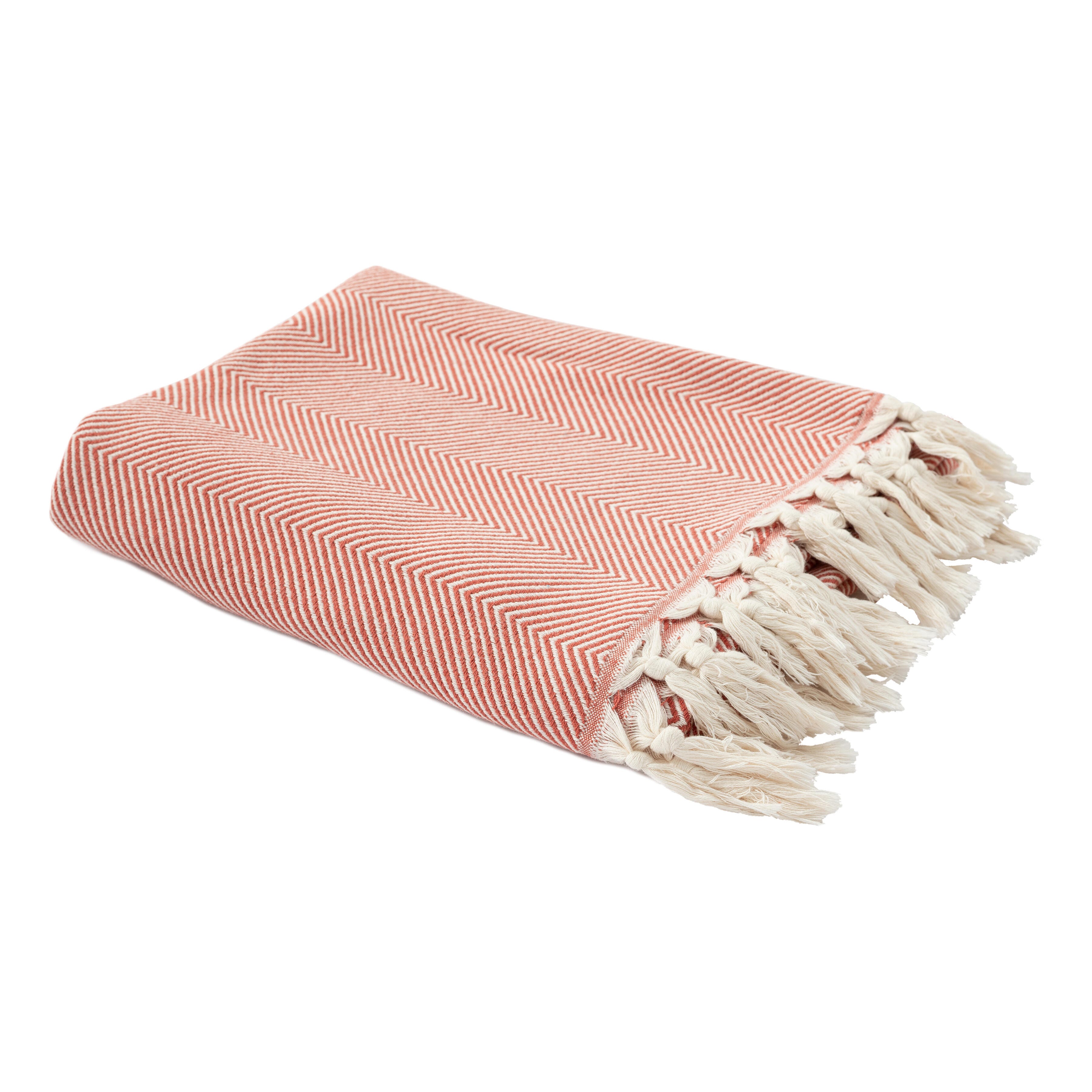 Avery Herringbone Throw Blanket, Orange, large