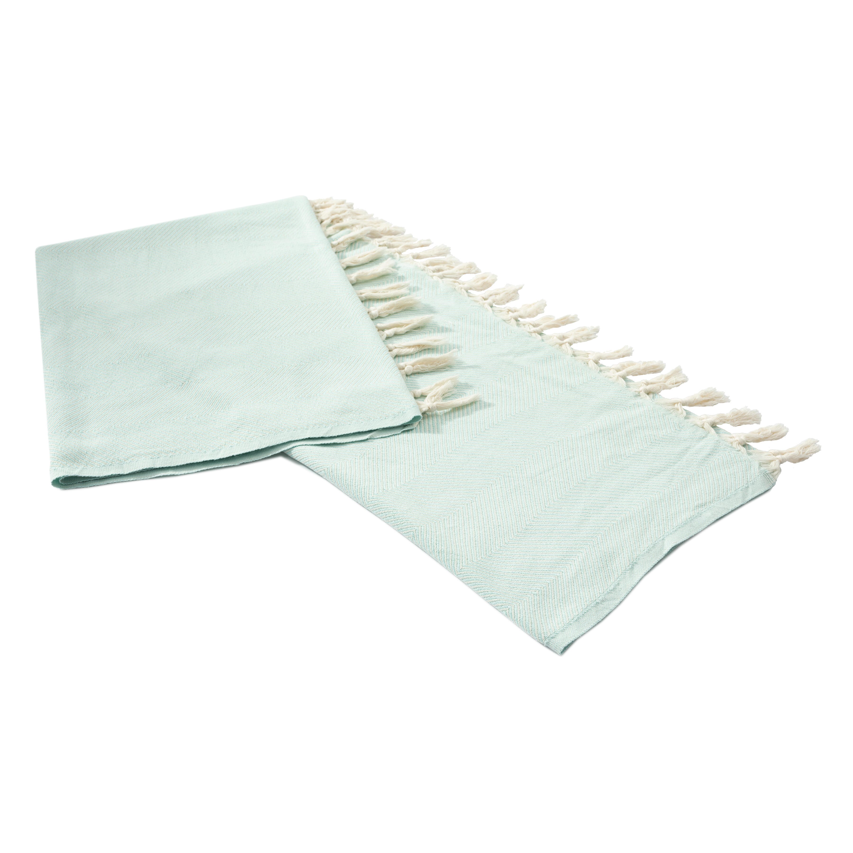 Avery Herringbone Throw Blanket, Light Blue, large