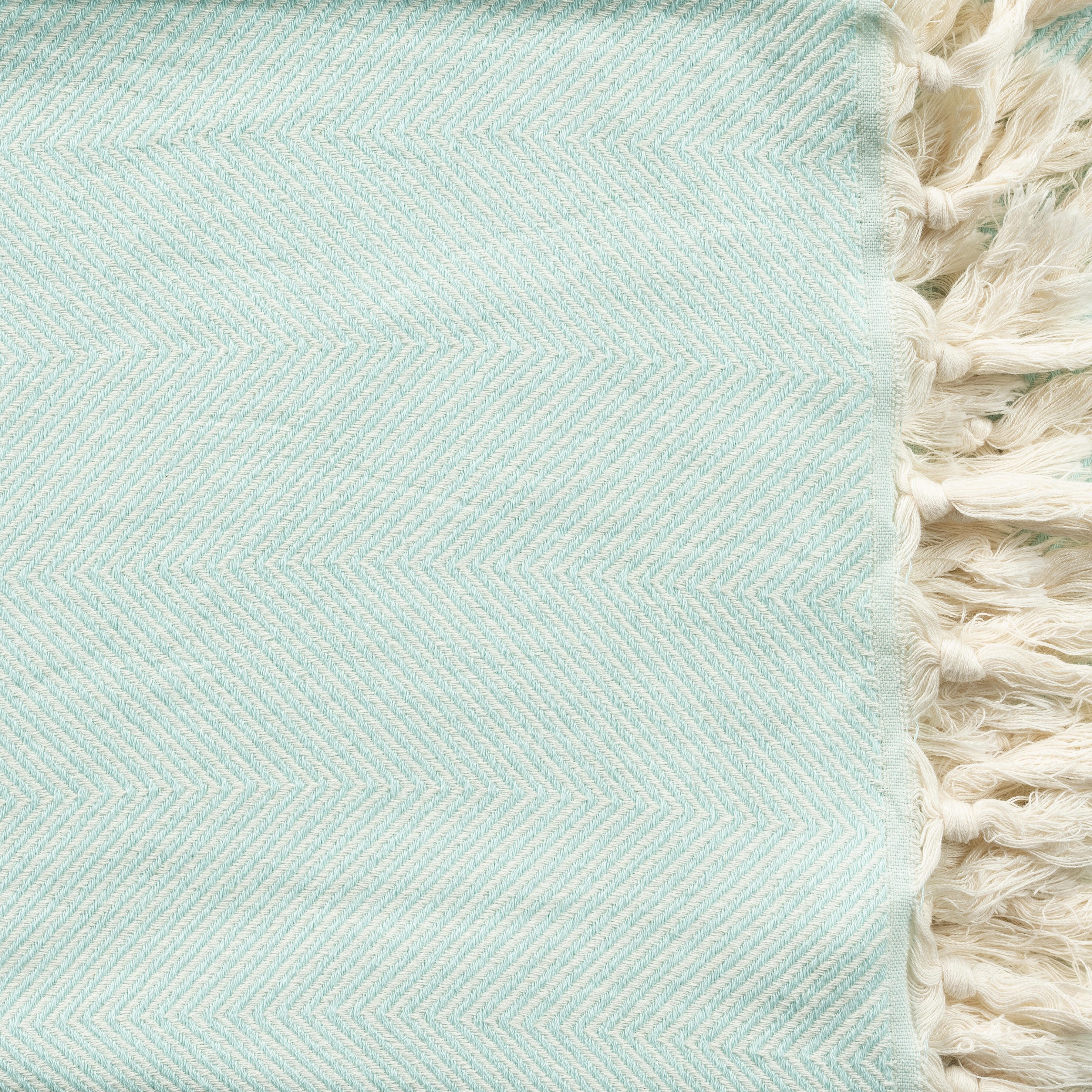 Avery Herringbone Throw Blanket, Light Blue, large