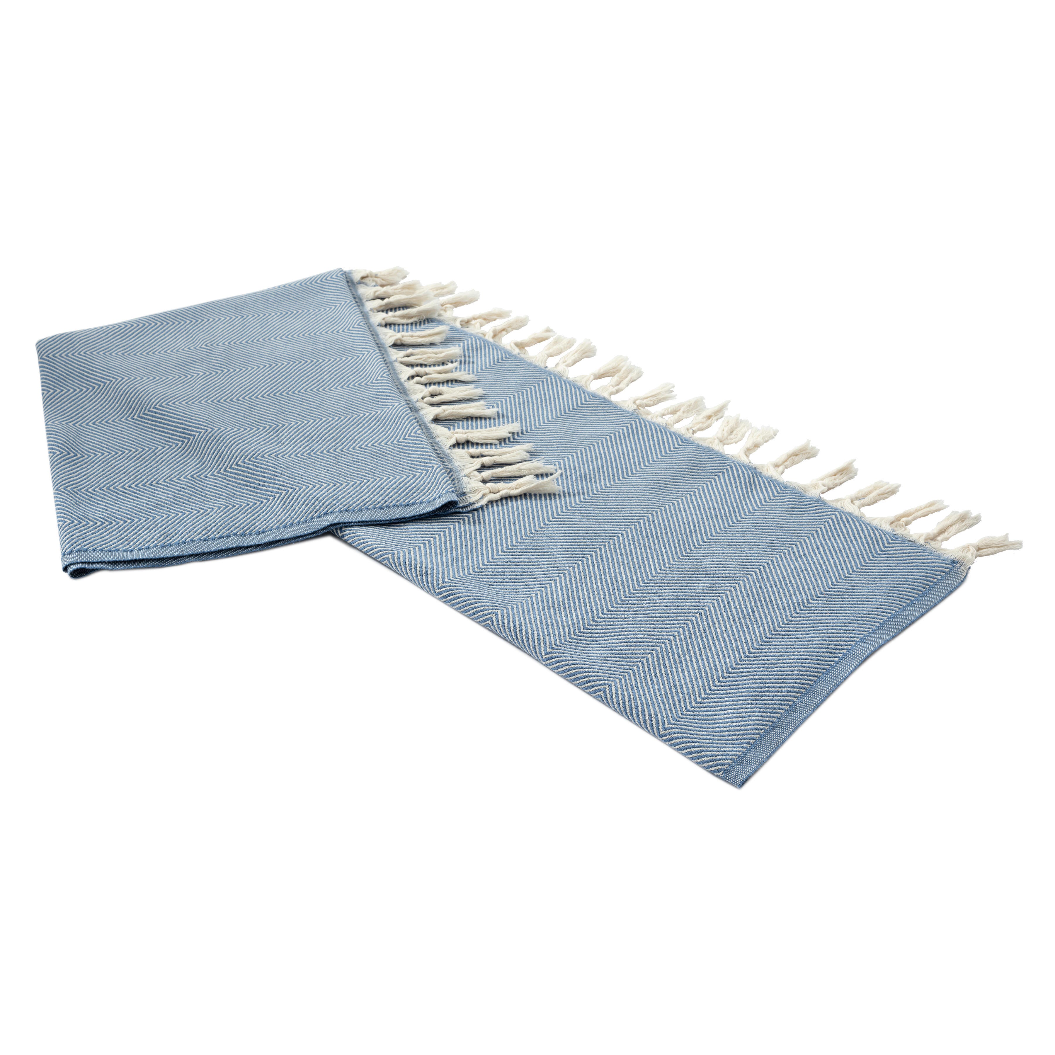 Avery Herringbone Throw Blanket, Blue, large