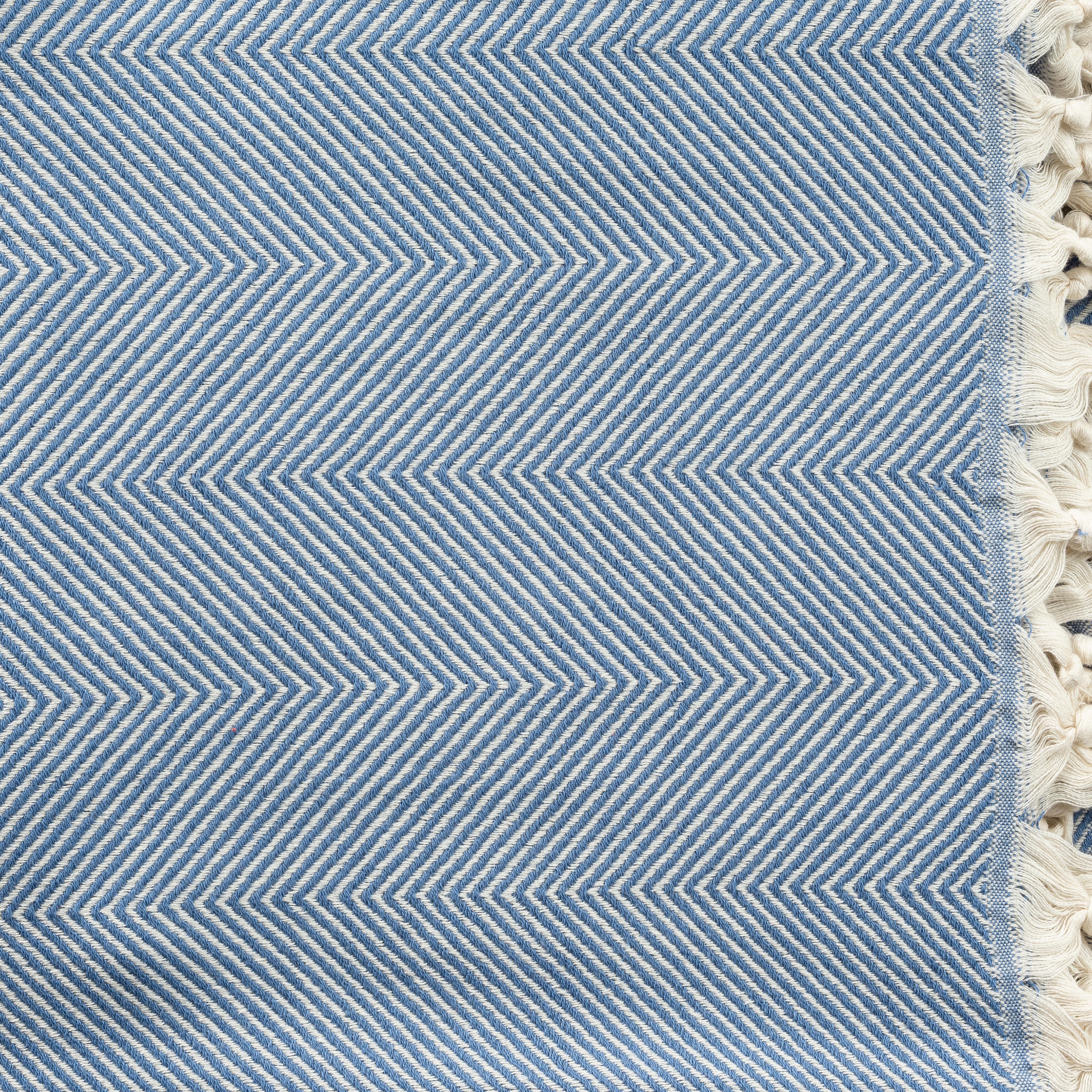 Avery Herringbone Throw Blanket, Blue, large