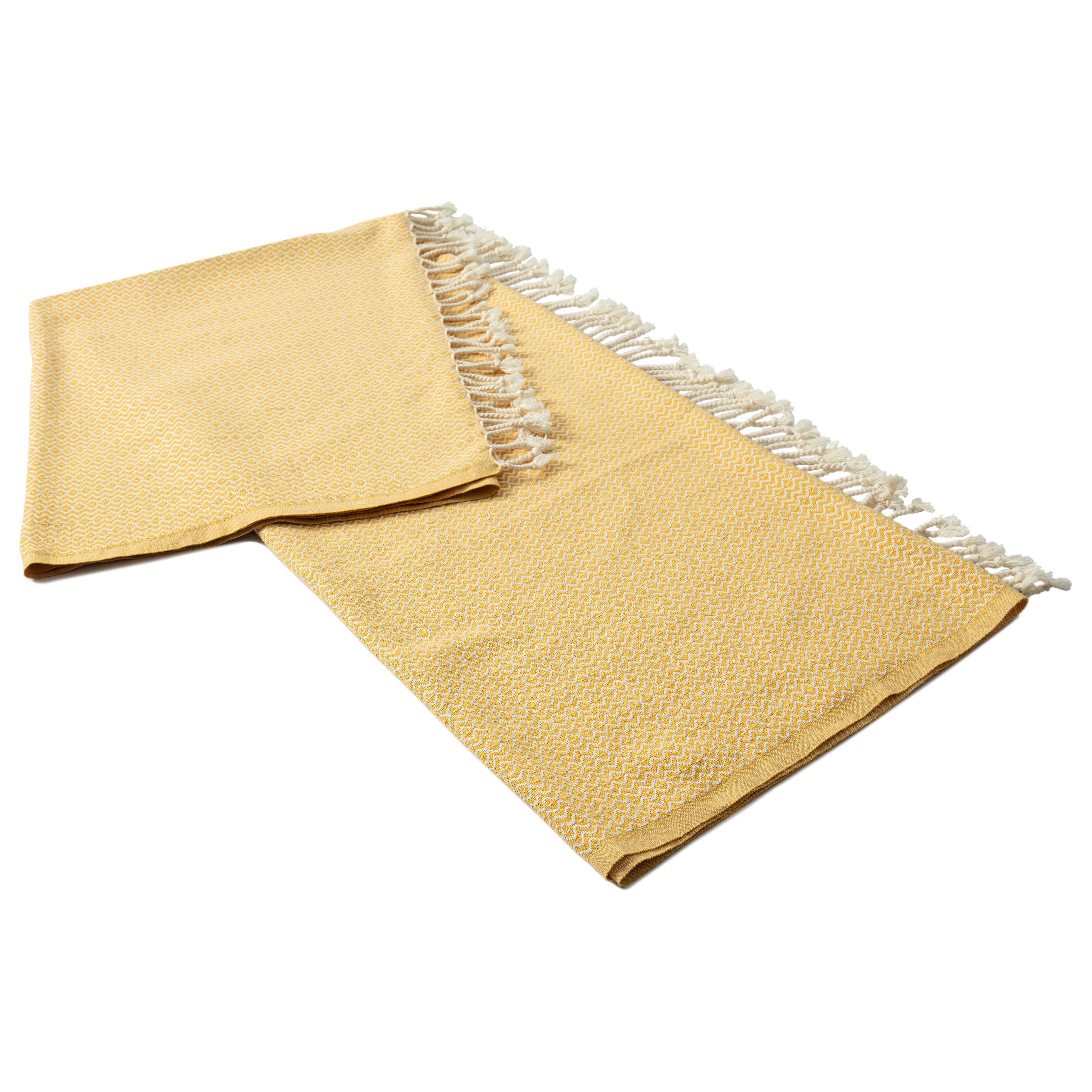 Sadie Diamond Throw Blanket, Yellow, large