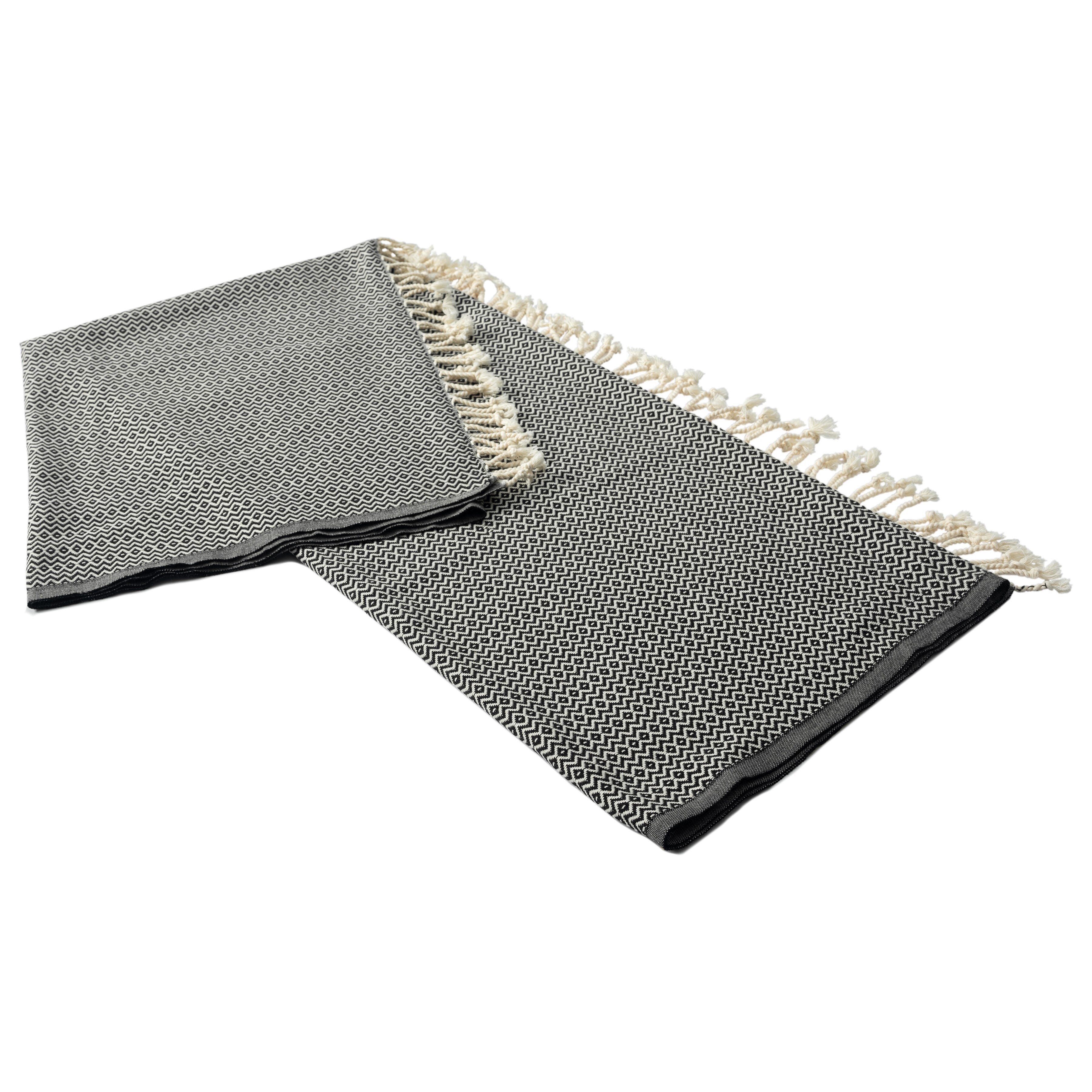 Sadie Diamond Throw Blanket, Black, large