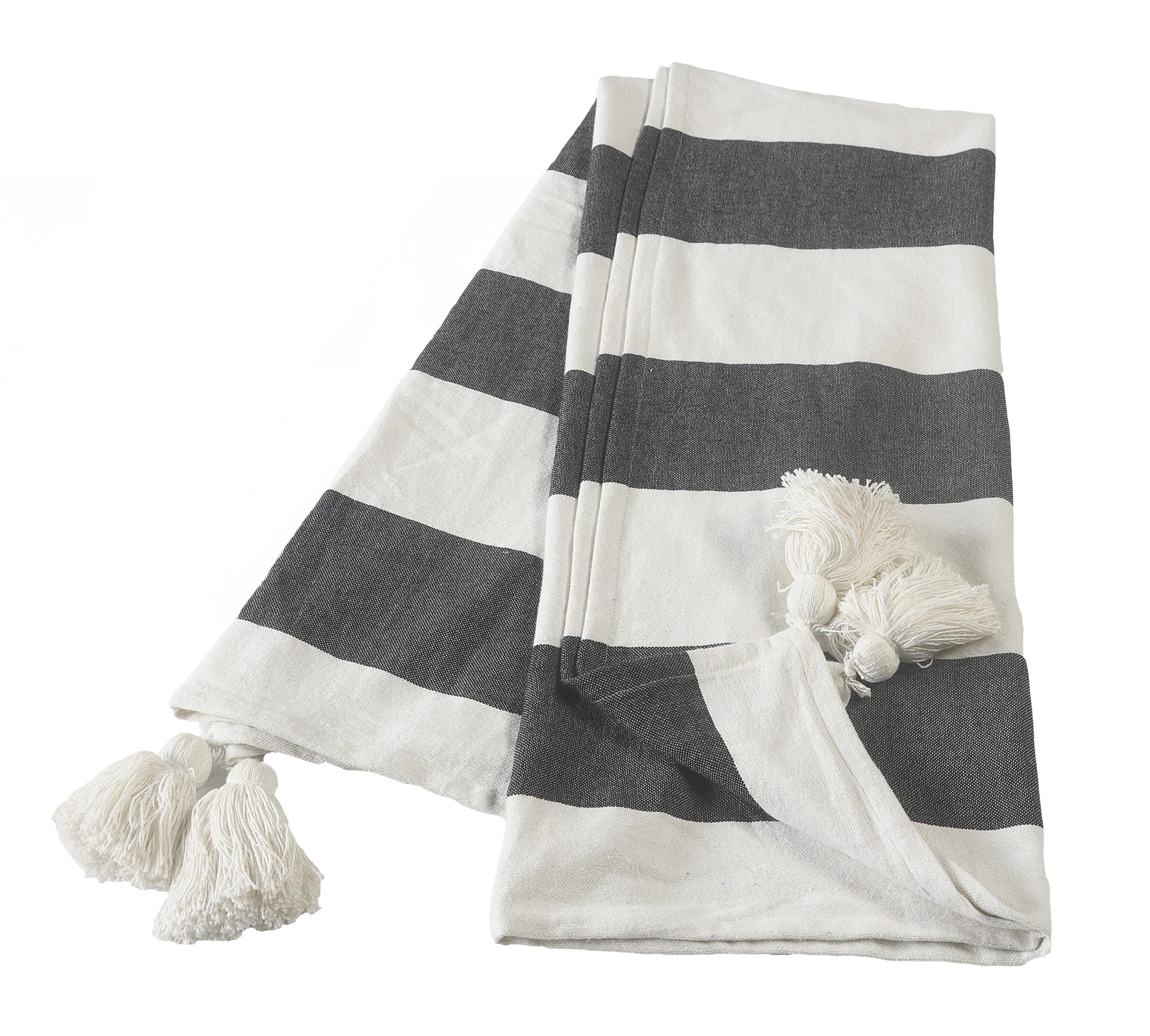Marlin Striped Throw Blanket, Black, large