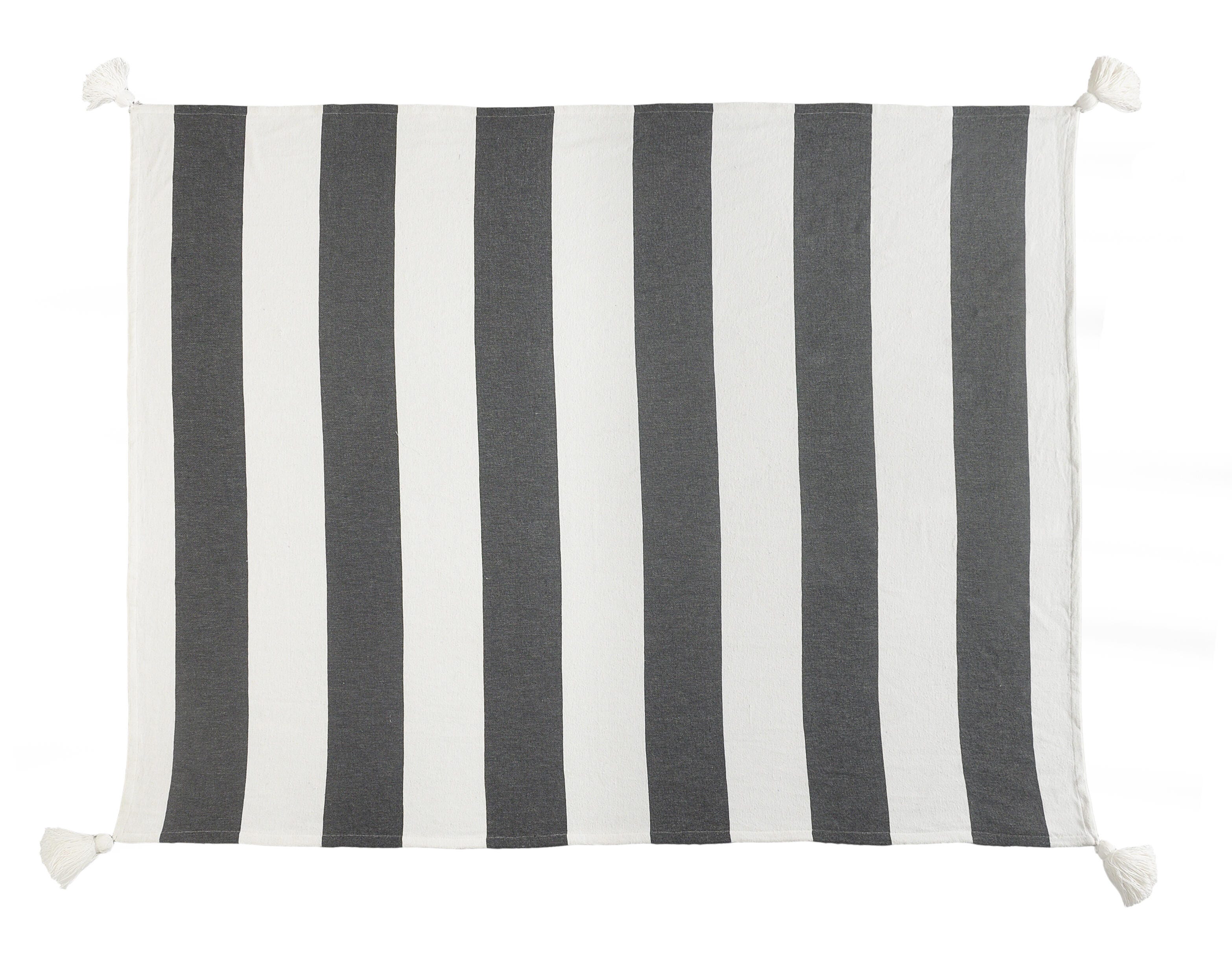 Marlin Striped Throw Blanket, Black, large