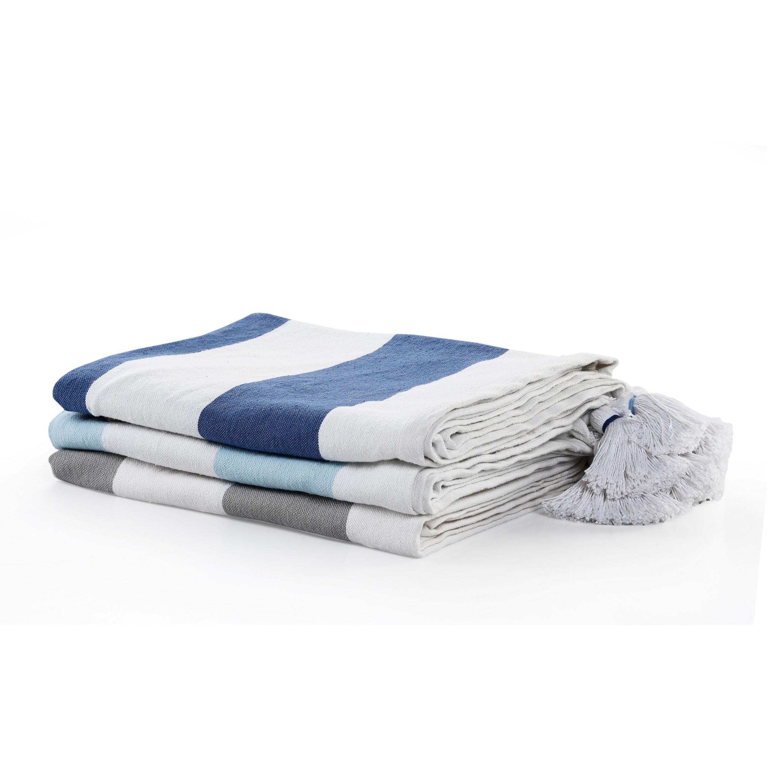 Marlin Striped Throw Blanket, Corydalis Blue, large