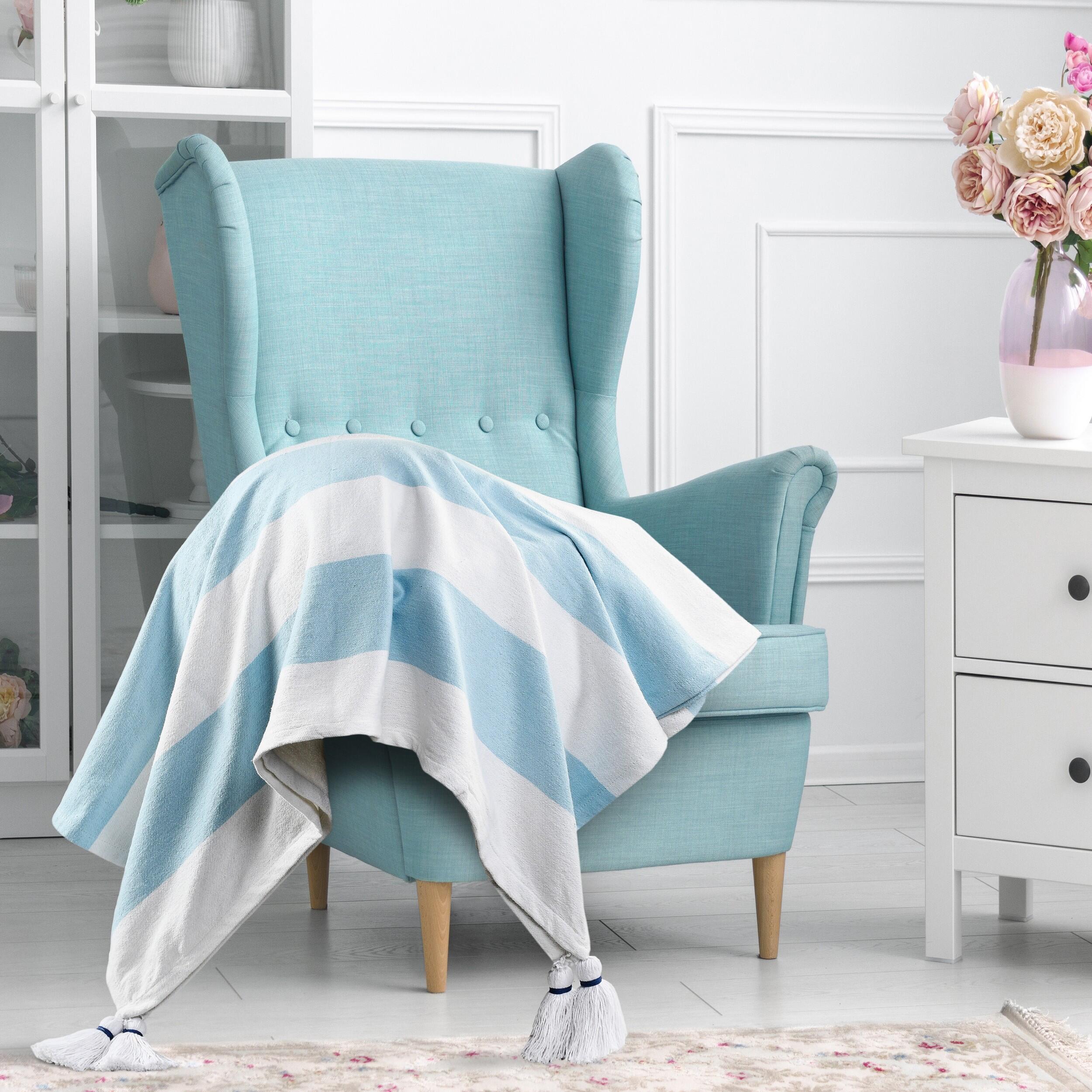 Marlin Striped Throw Blanket, Corydalis Blue, large