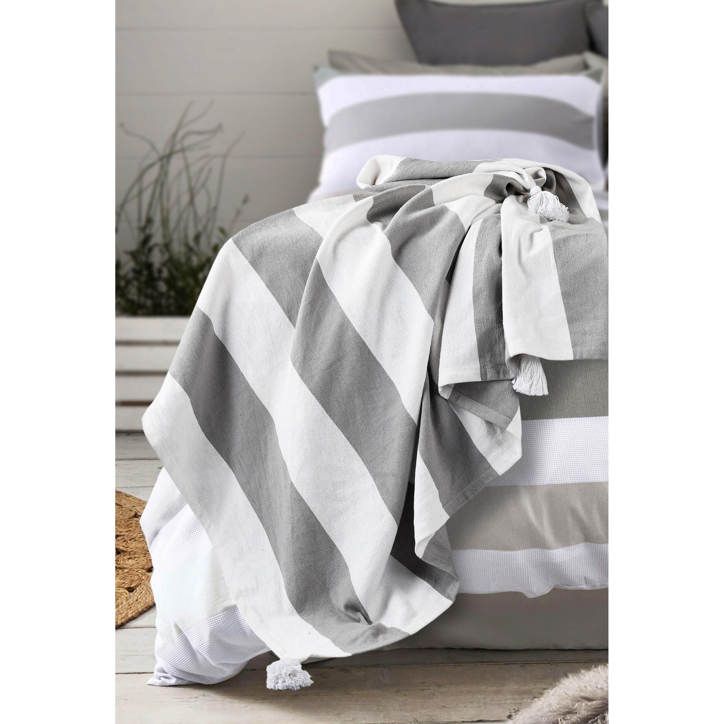 Marlin Striped Throw Blanket, Gray, large