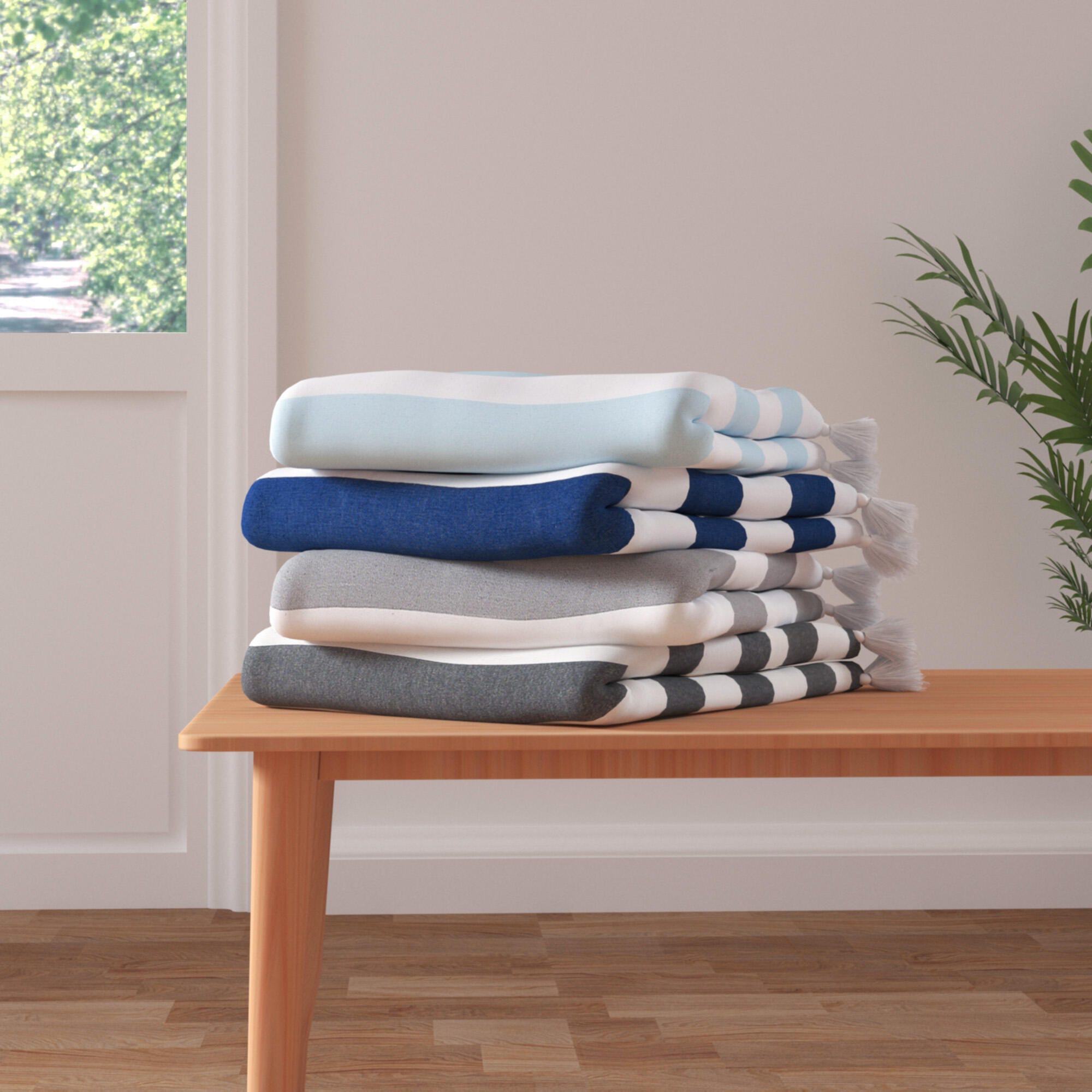 Marlin Striped Throw Blanket, Gray, large