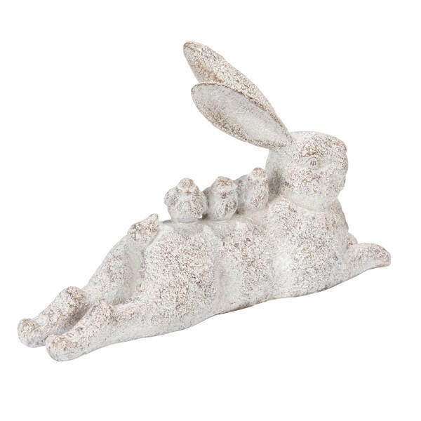 Storied Home Decorative Resting Rabbit with Birds Figurine, , large