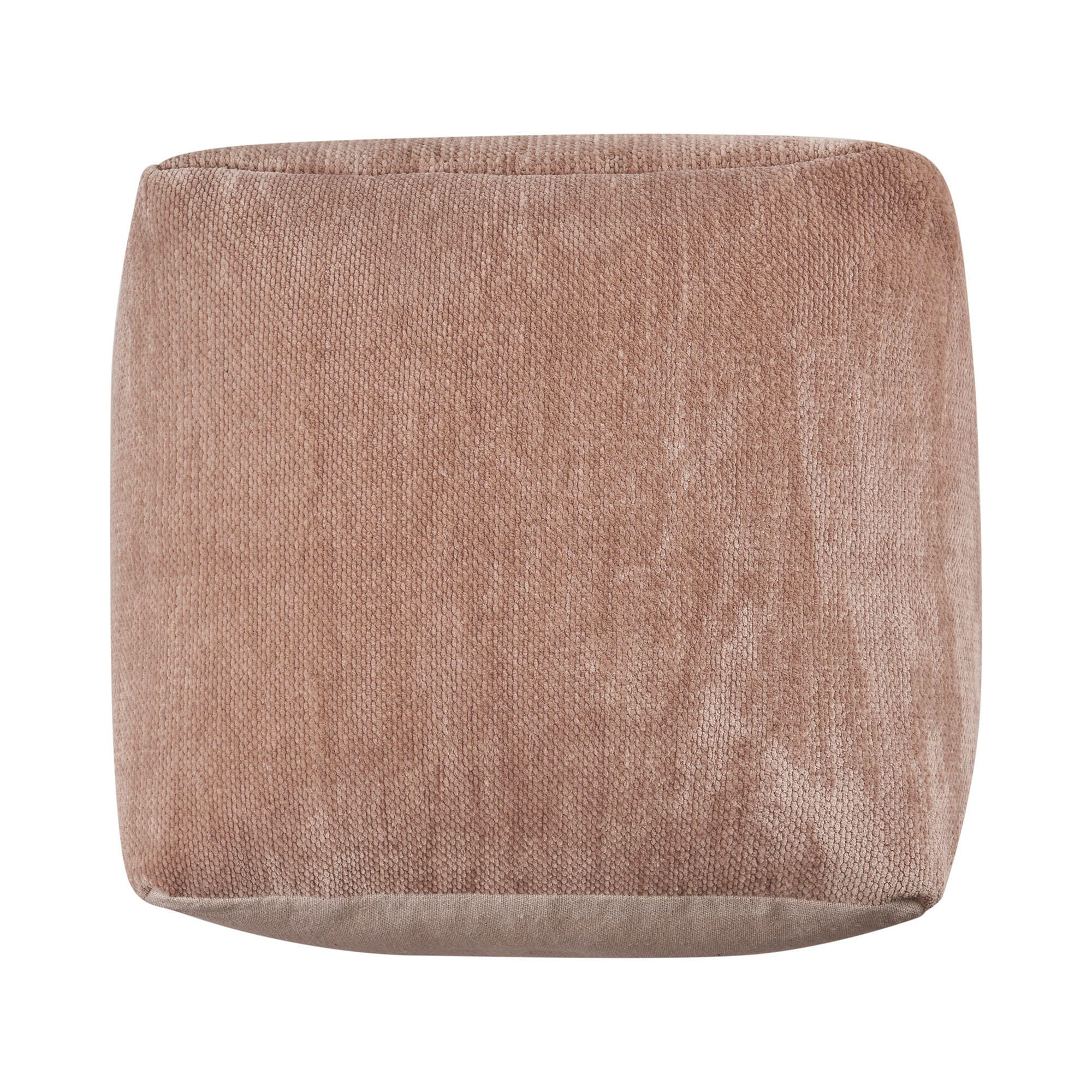 Yakar Solid Chenille Pouf, Beige, large