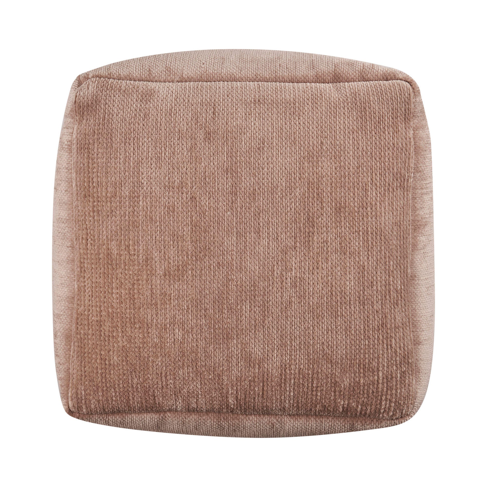 Yakar Solid Chenille Pouf, Beige, large
