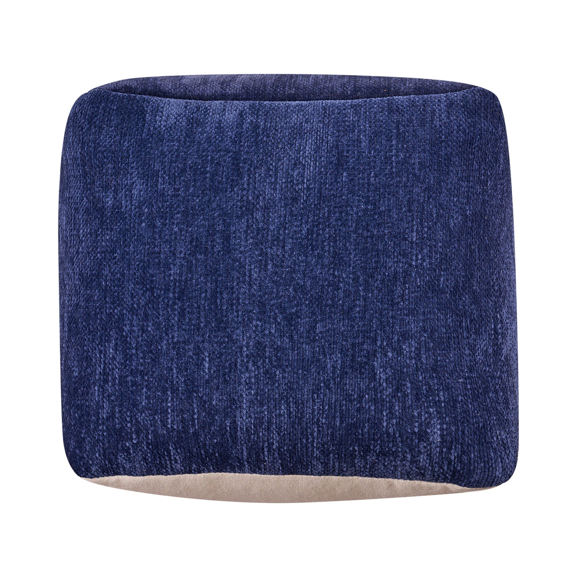 Yakar Solid Chenille Pouf, Blue, large