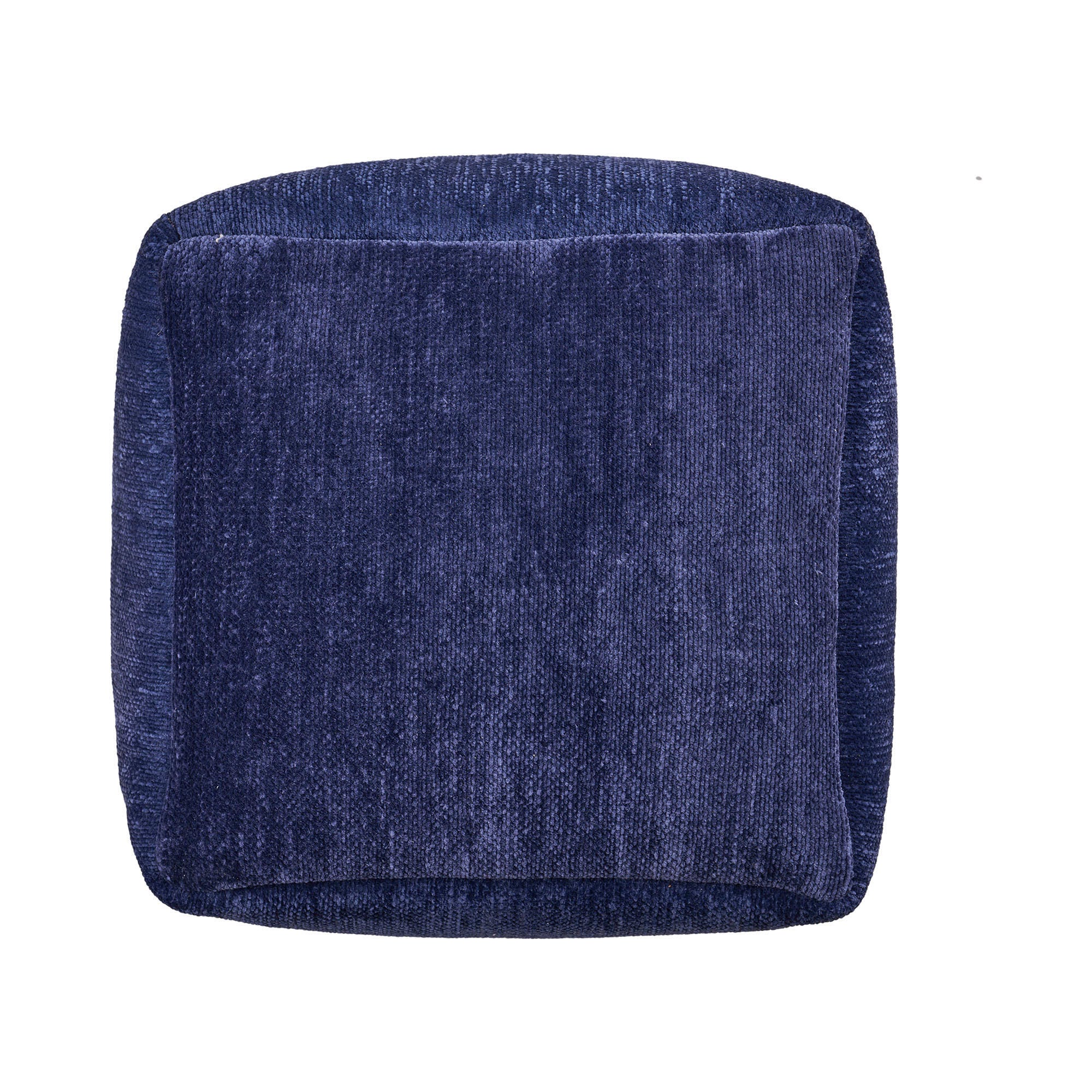 Yakar Solid Chenille Pouf, Blue, large