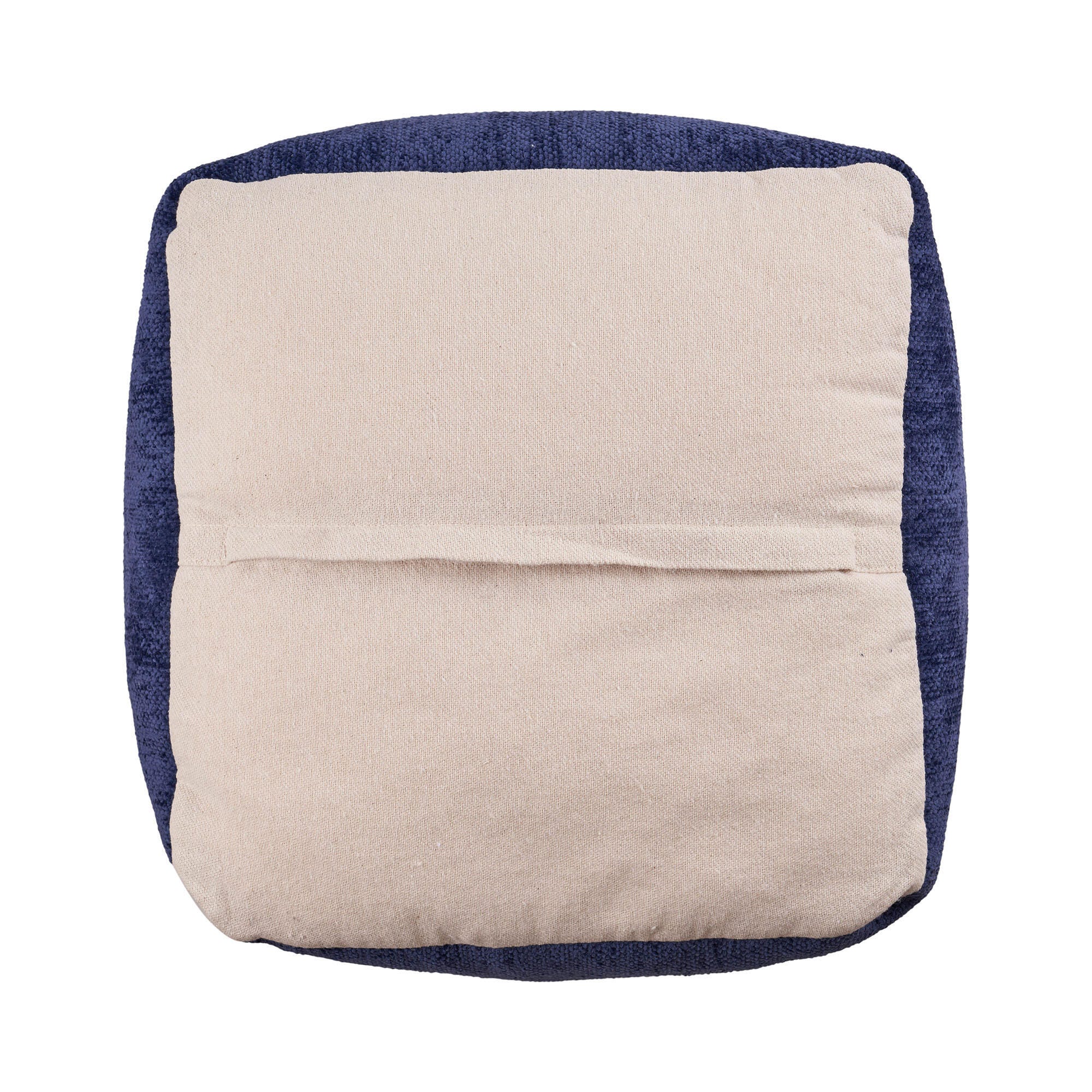 Yakar Solid Chenille Pouf, Blue, large
