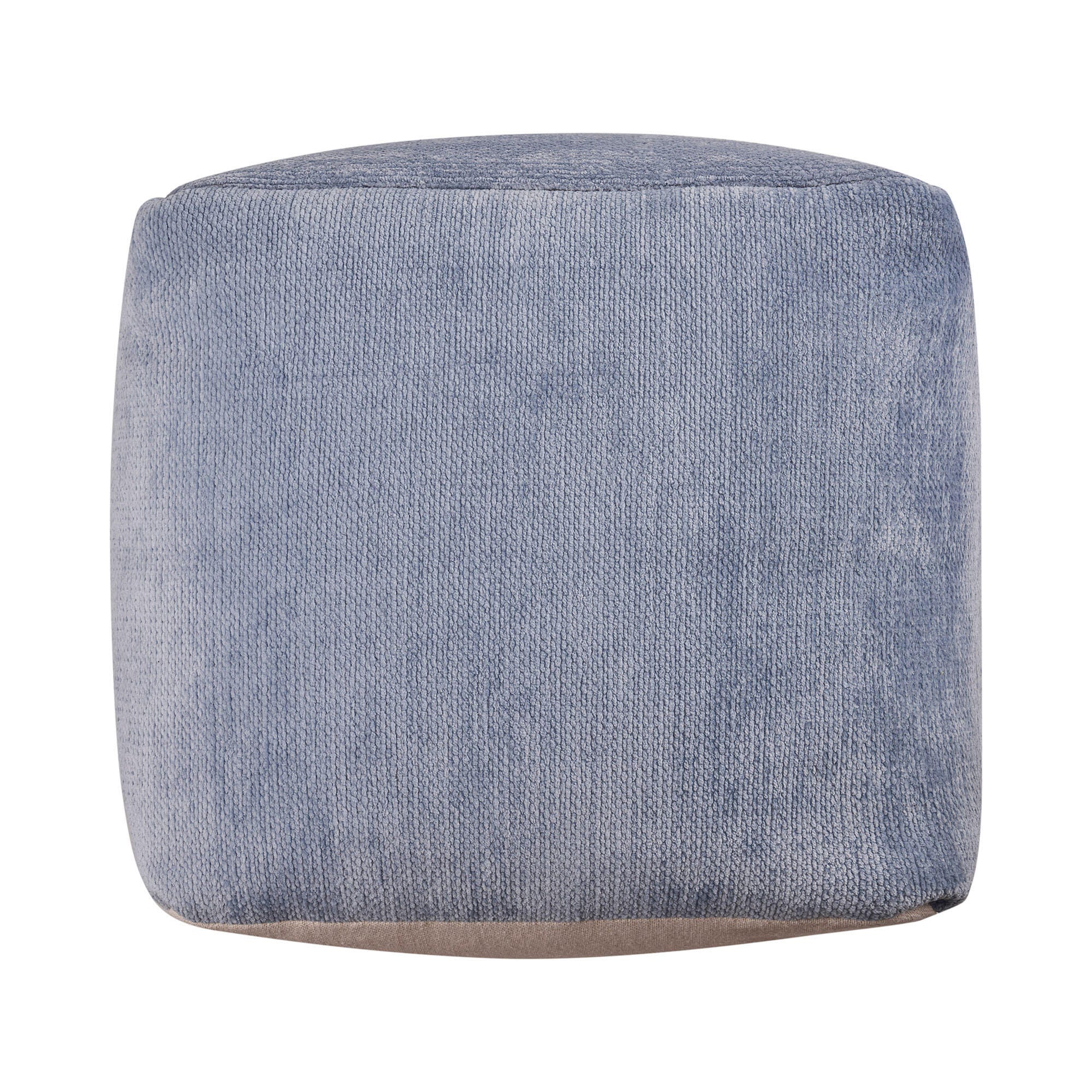 Yakar Solid Chenille Pouf, Light Blue, large
