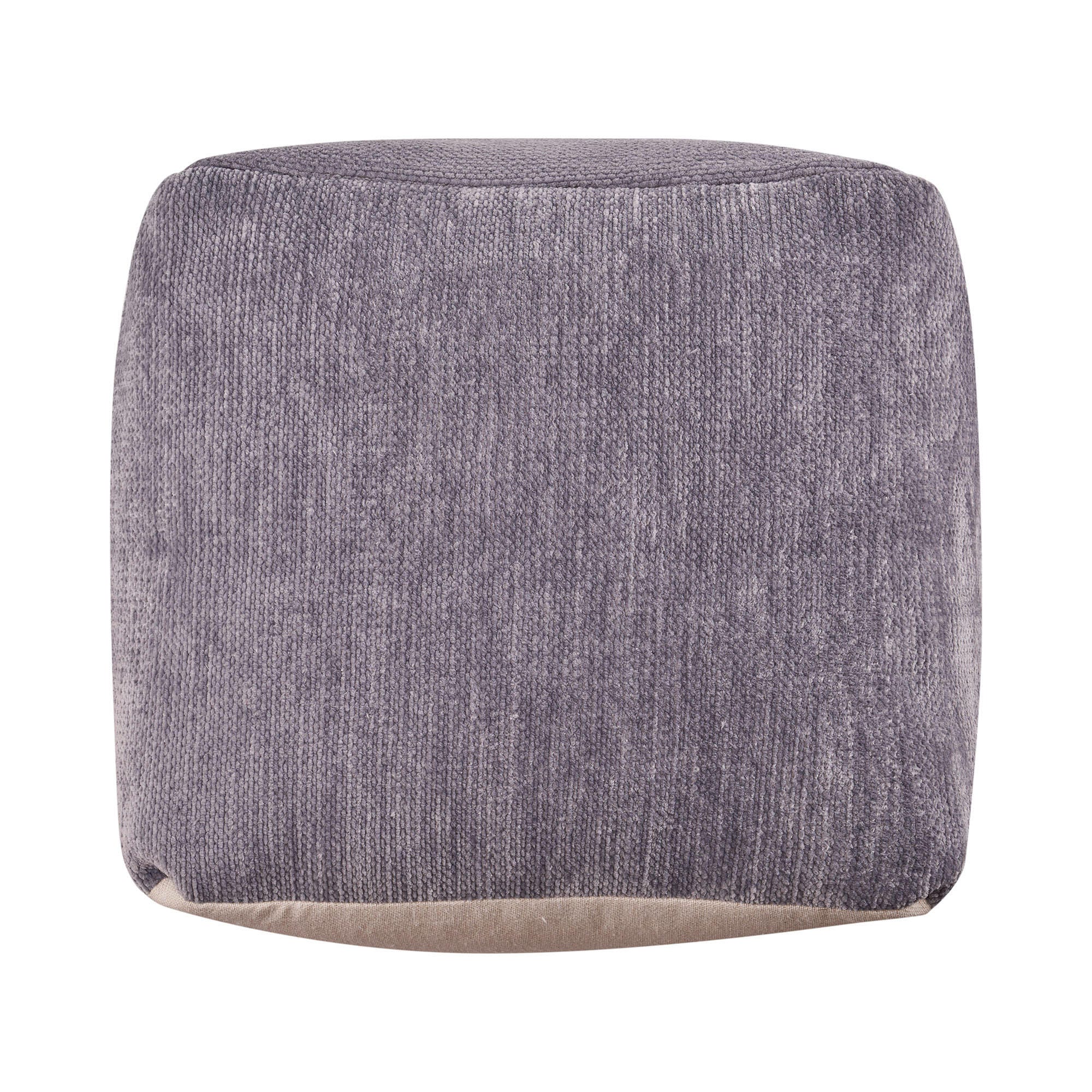Yakar Solid Chenille Pouf, Gray, large